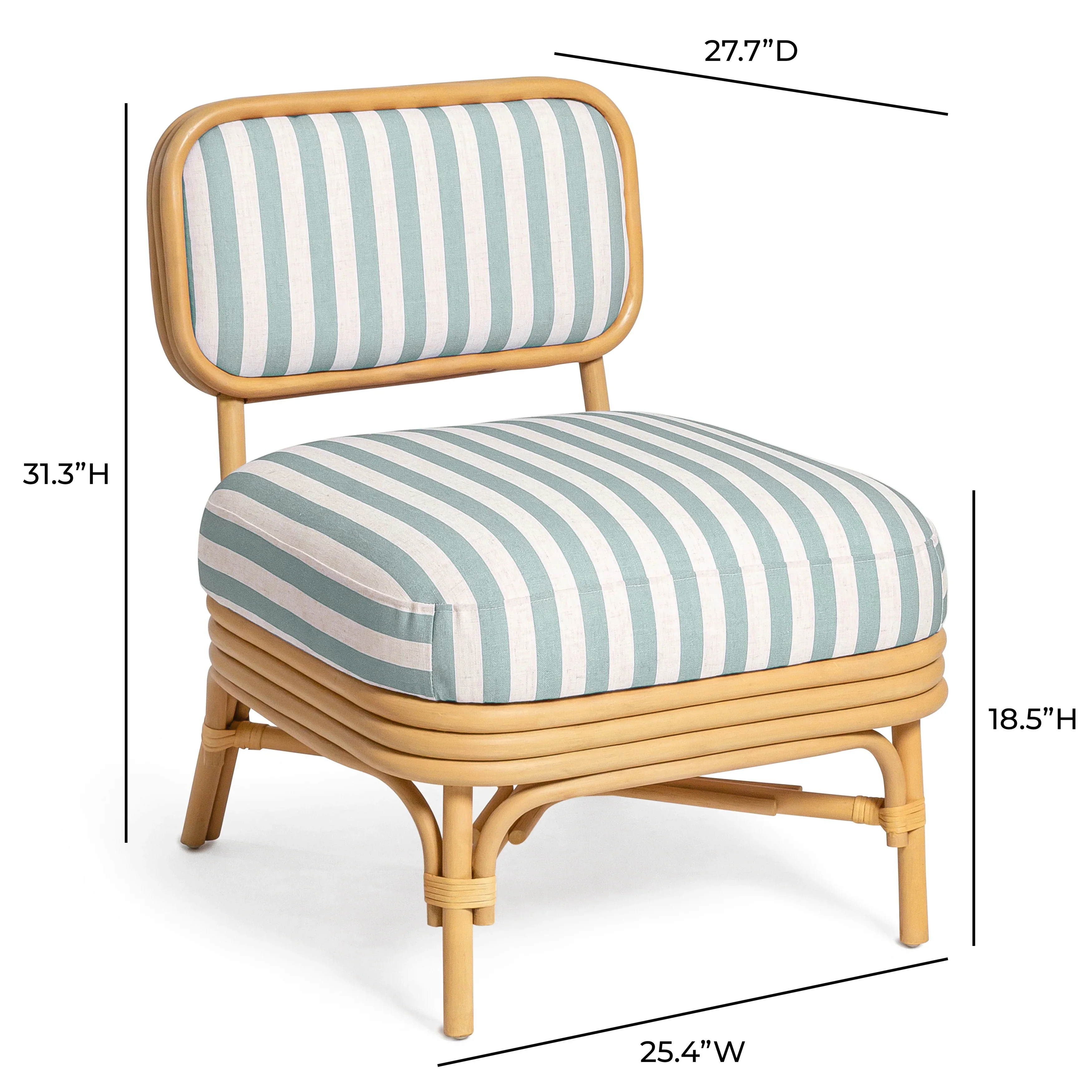 Dorine Striped Performance Linen & Rattan Accent Chair - Image 7