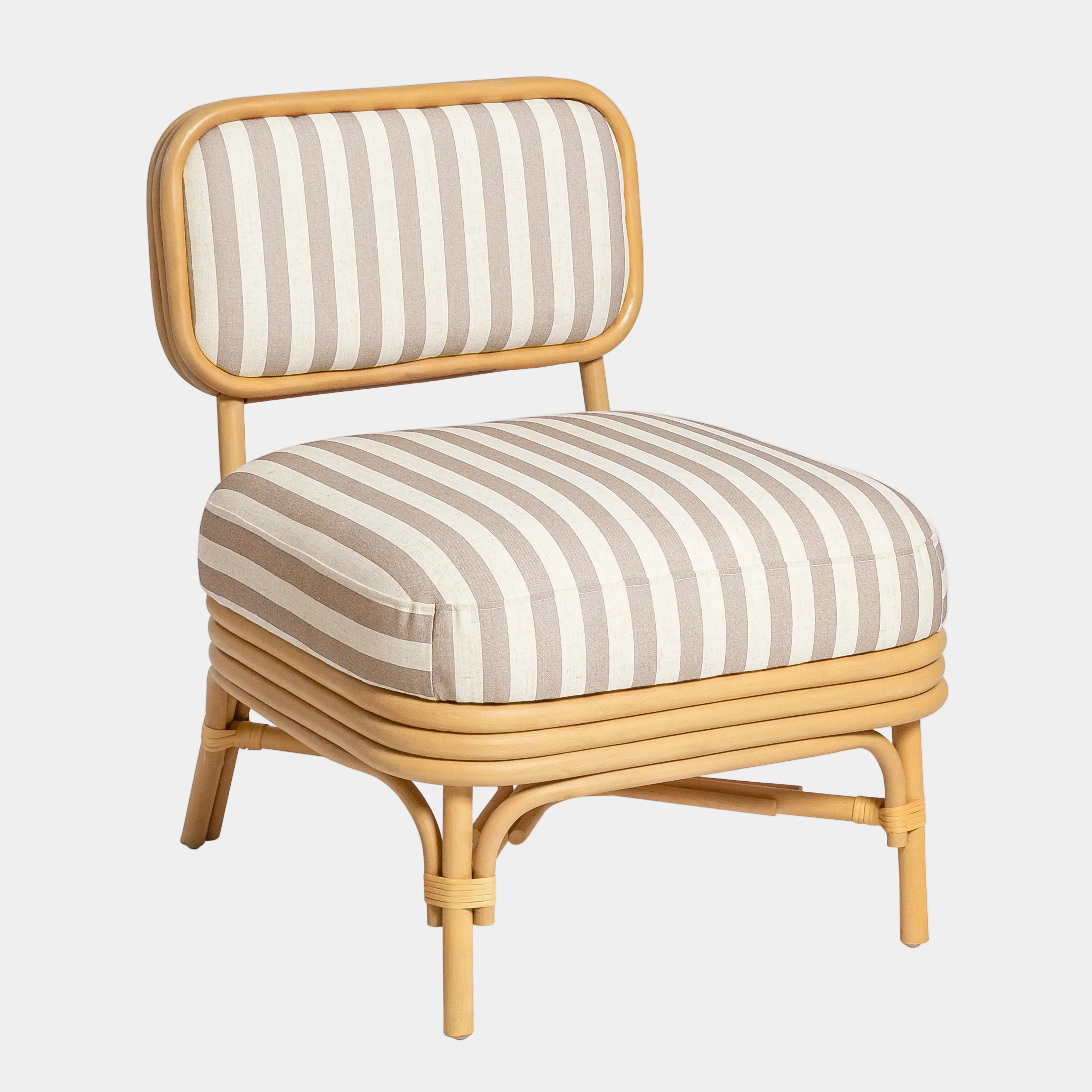 Dorine Striped Performance Linen & Rattan Accent Chair - Image 8