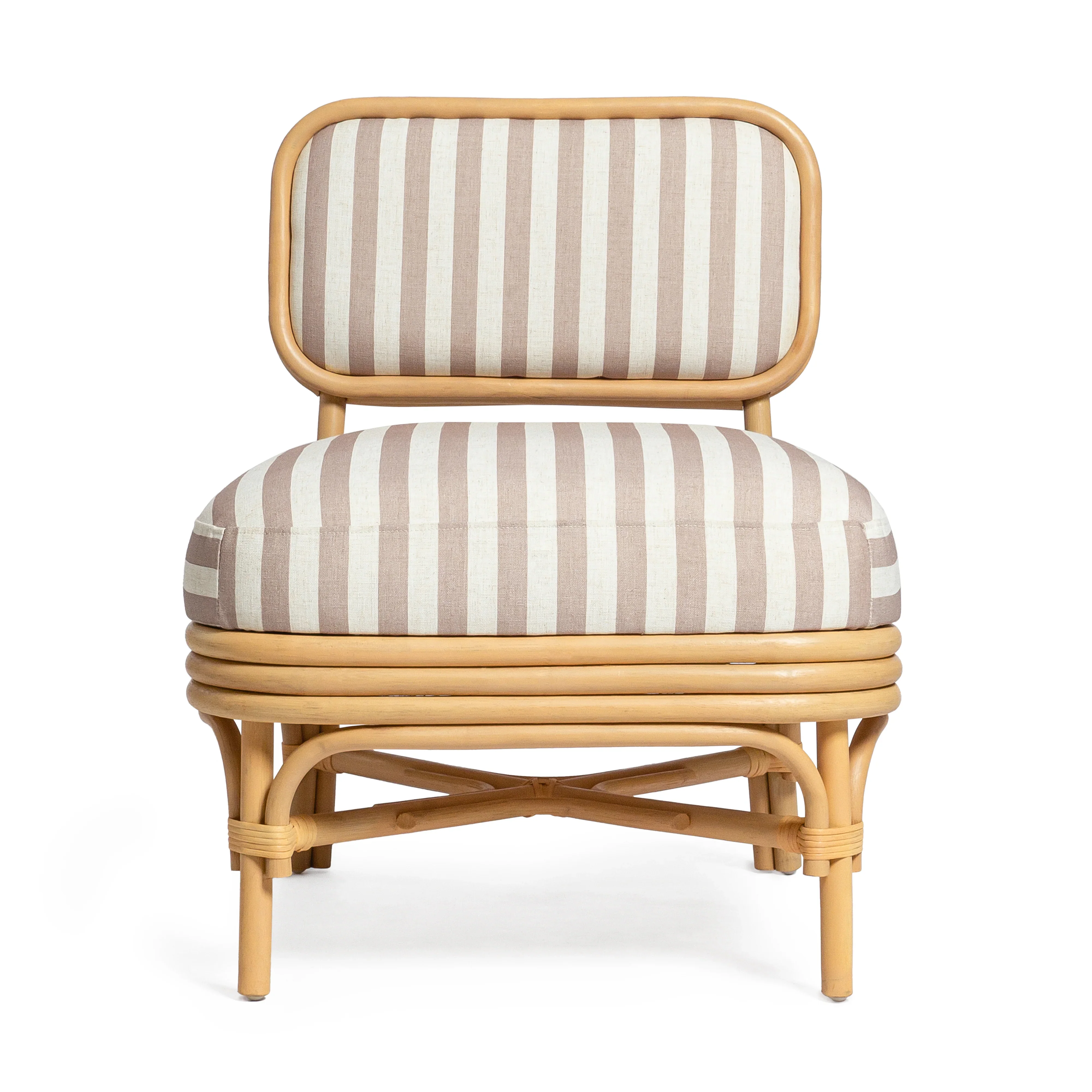 Dorine Striped Performance Linen & Rattan Accent Chair - Image 9