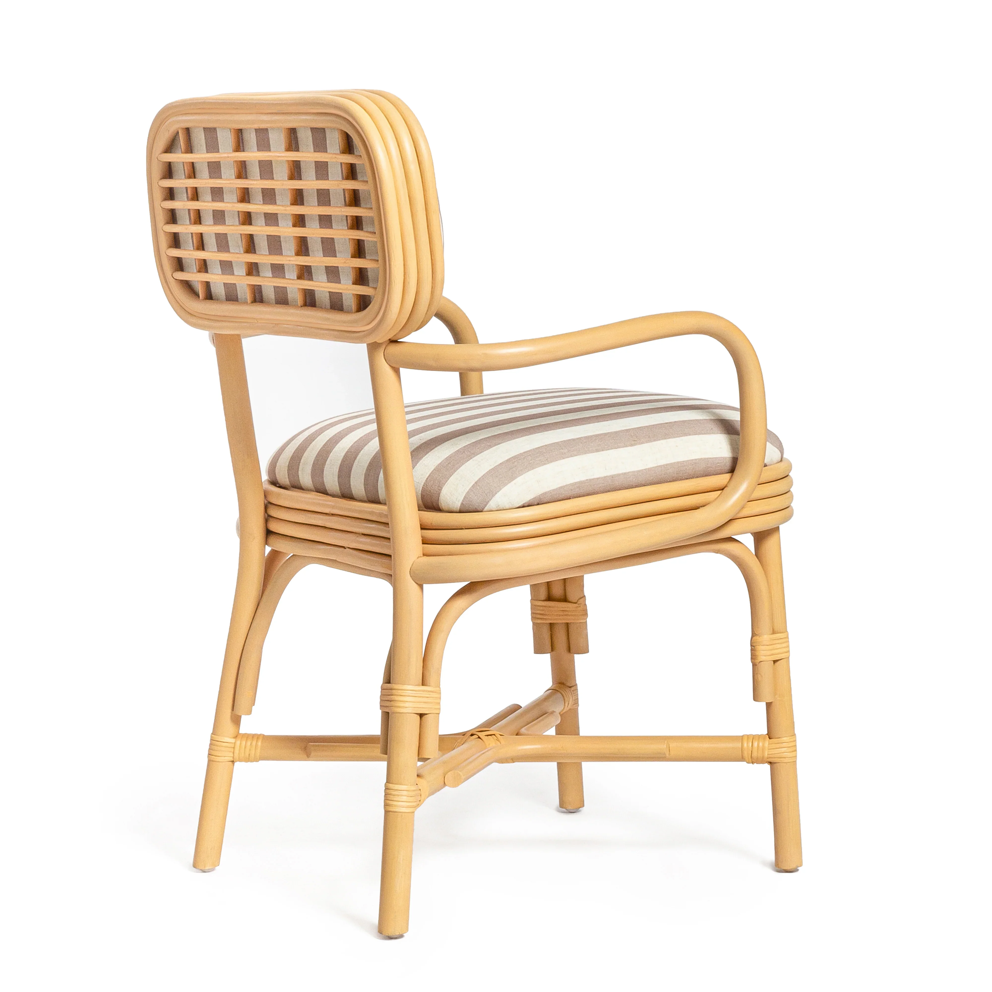 Dorine Striped Performance Linen & Rattan Dining Armchair - Image 11