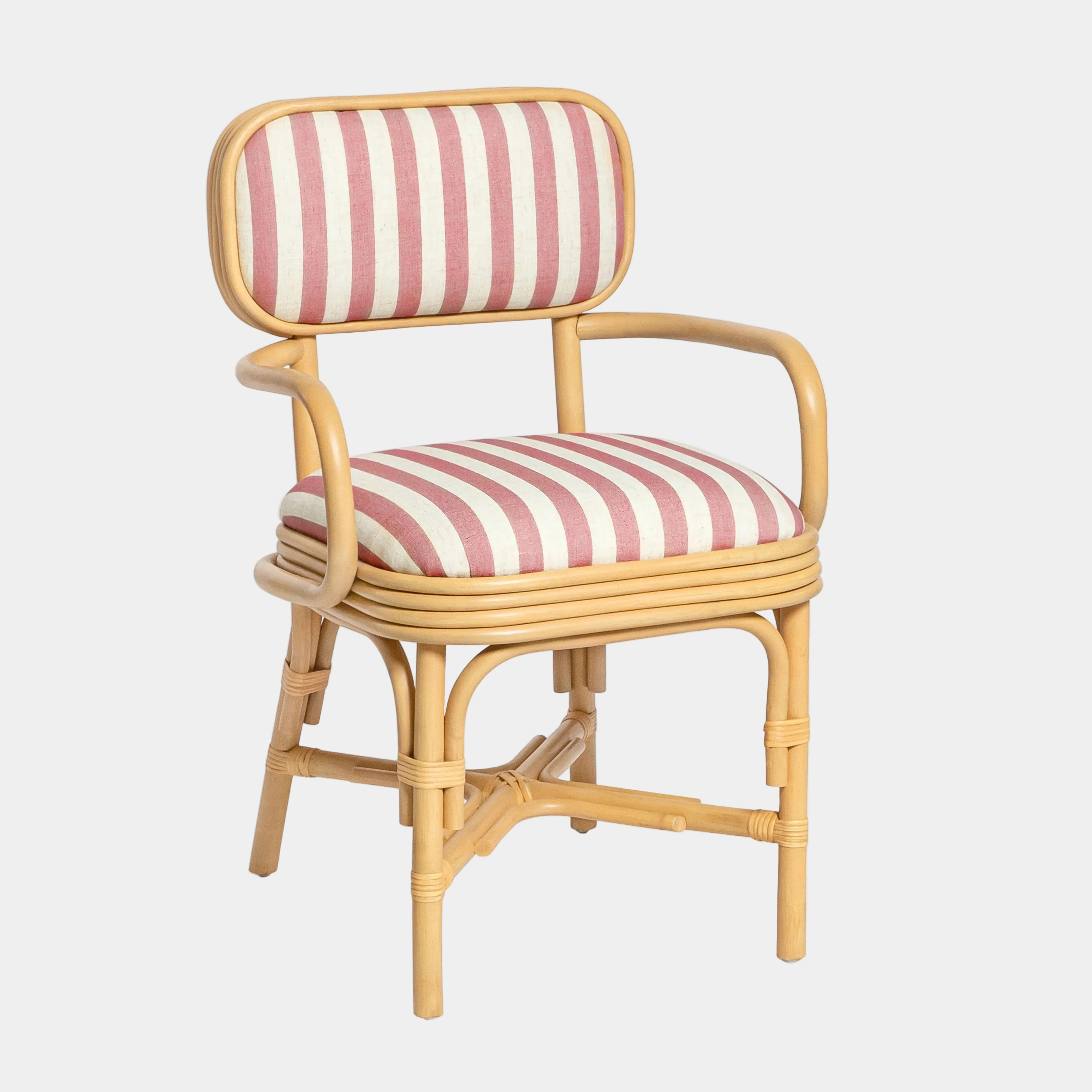 Dorine Striped Performance Linen & Rattan Dining Armchair - Image 15