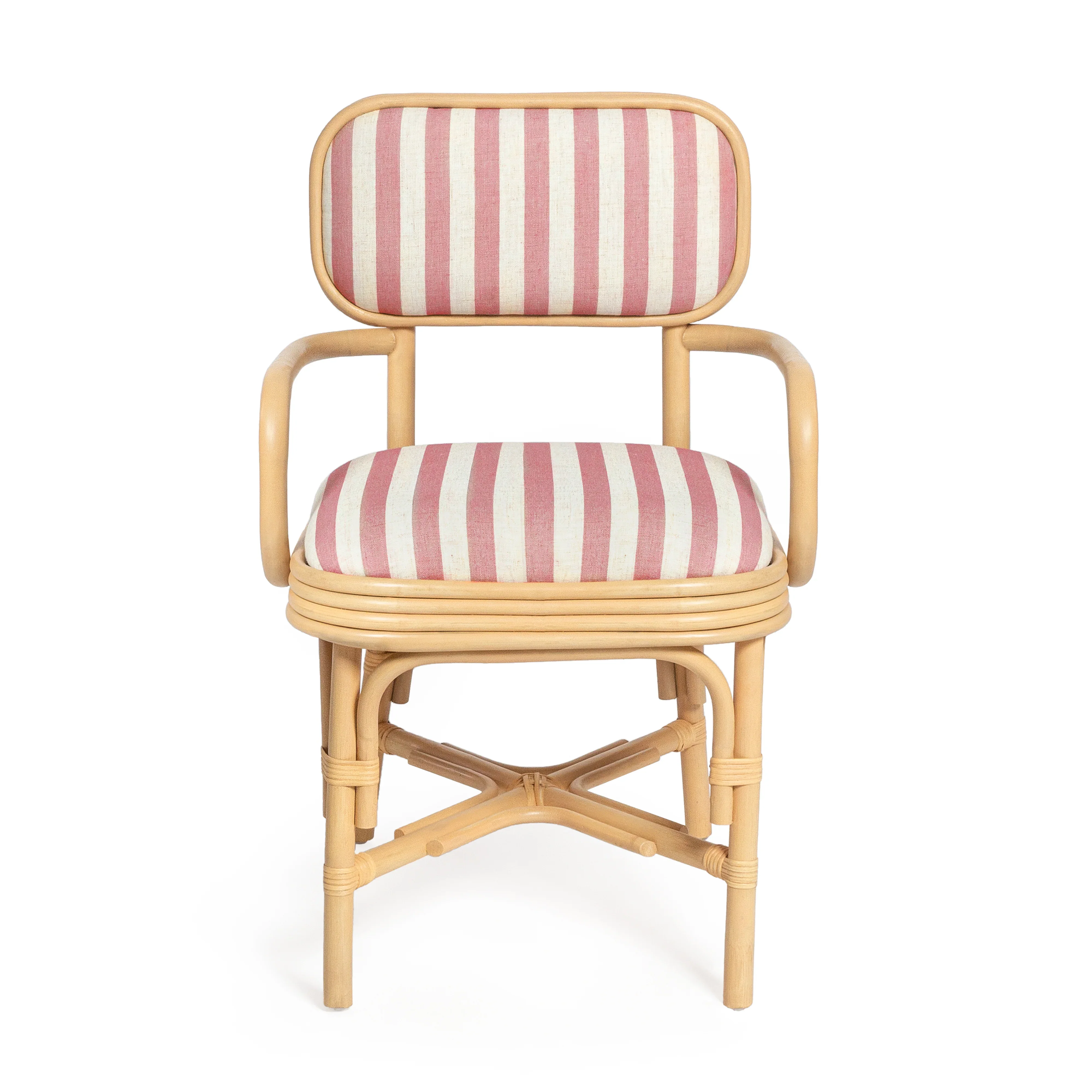 Dorine Striped Performance Linen & Rattan Dining Armchair - Image 16