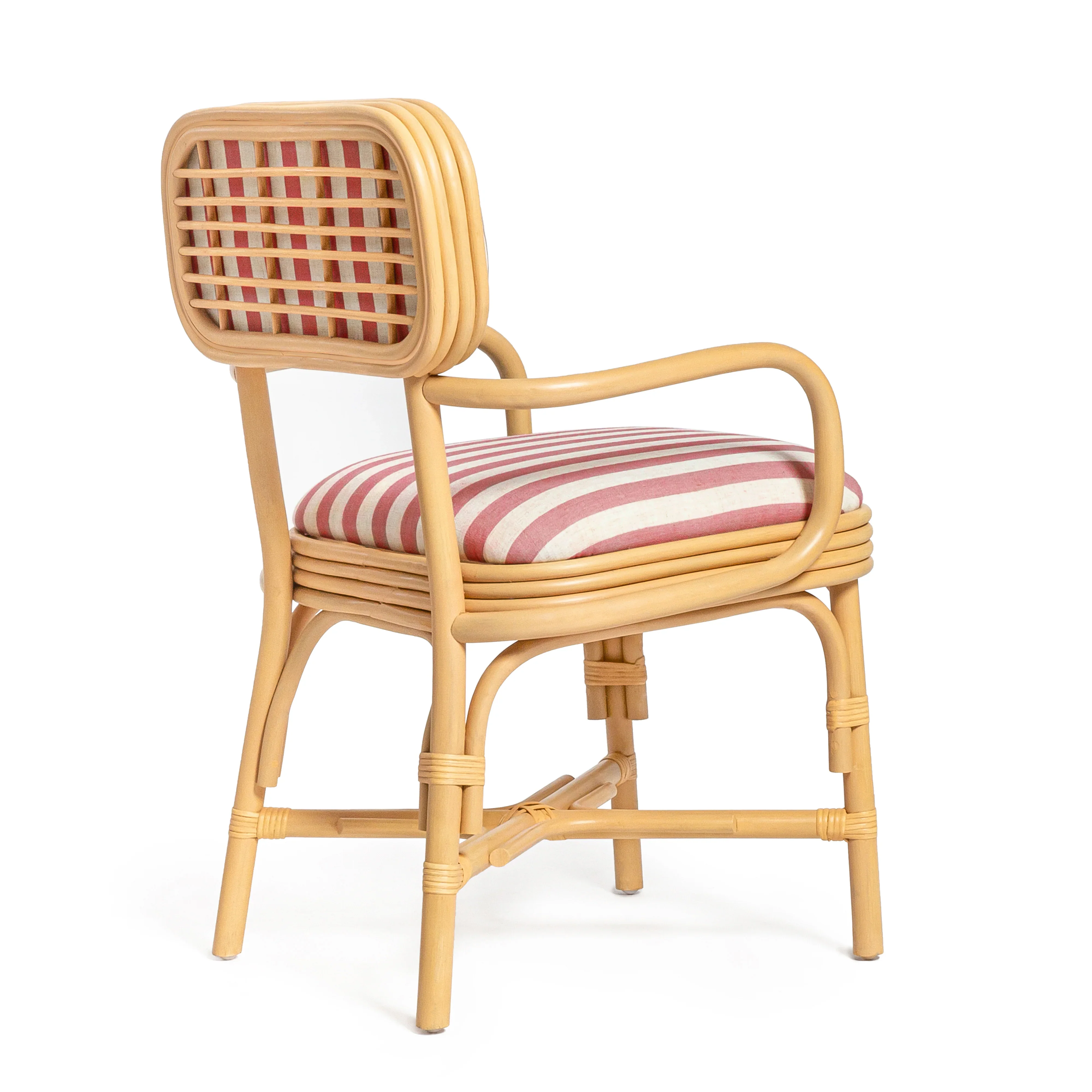 Dorine Striped Performance Linen & Rattan Dining Armchair - Image 17