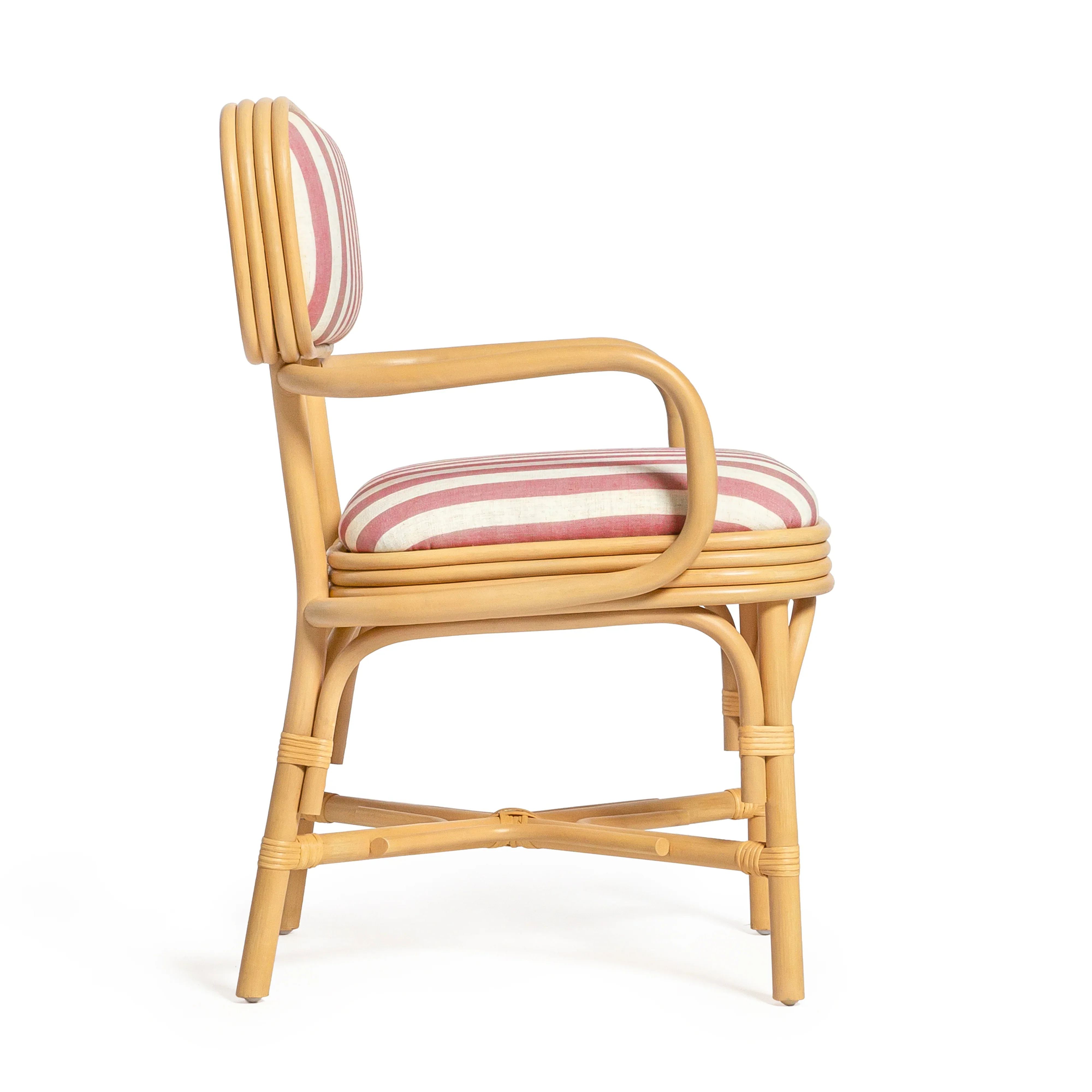Dorine Striped Performance Linen & Rattan Dining Armchair - Image 18