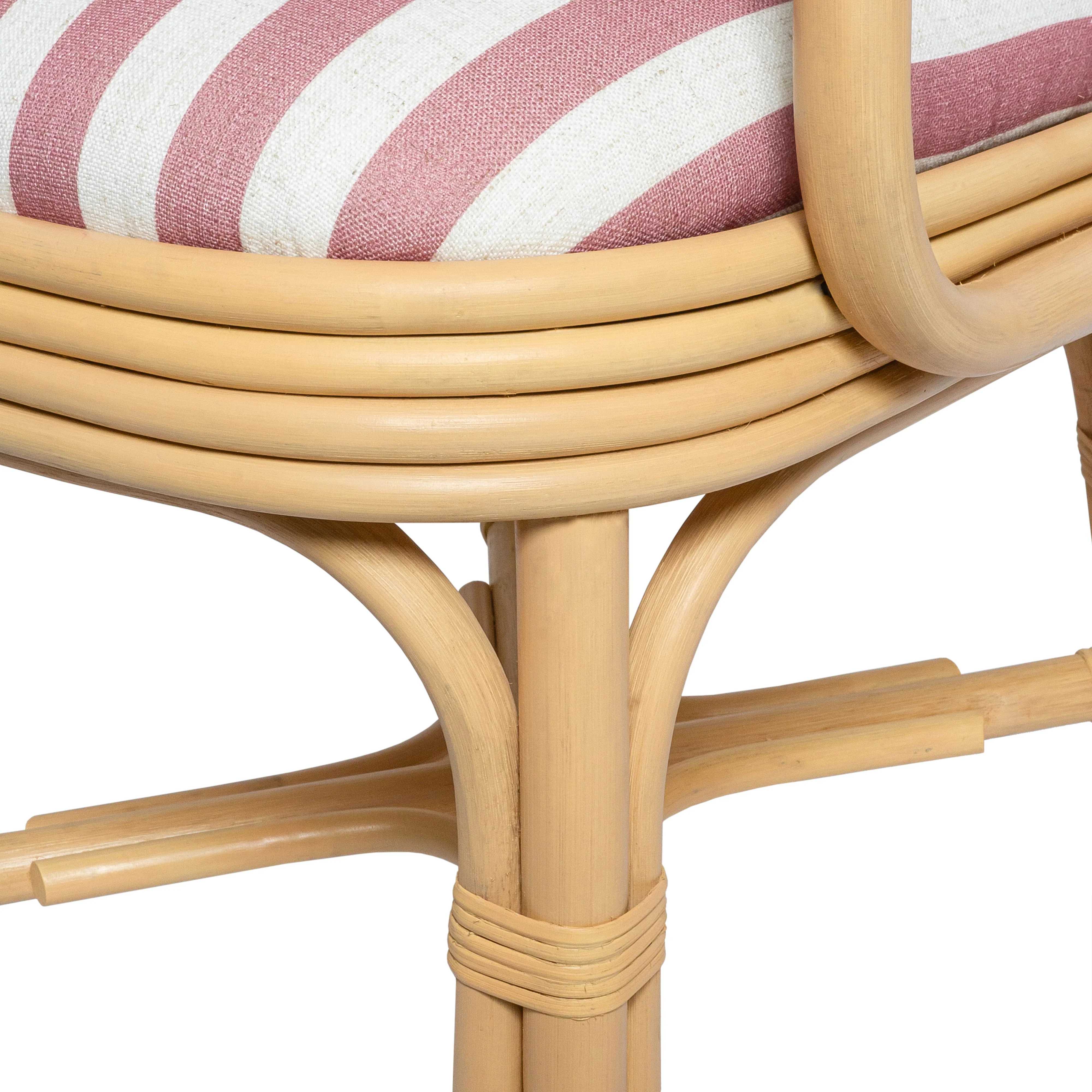 Dorine Striped Performance Linen & Rattan Dining Armchair - Image 19