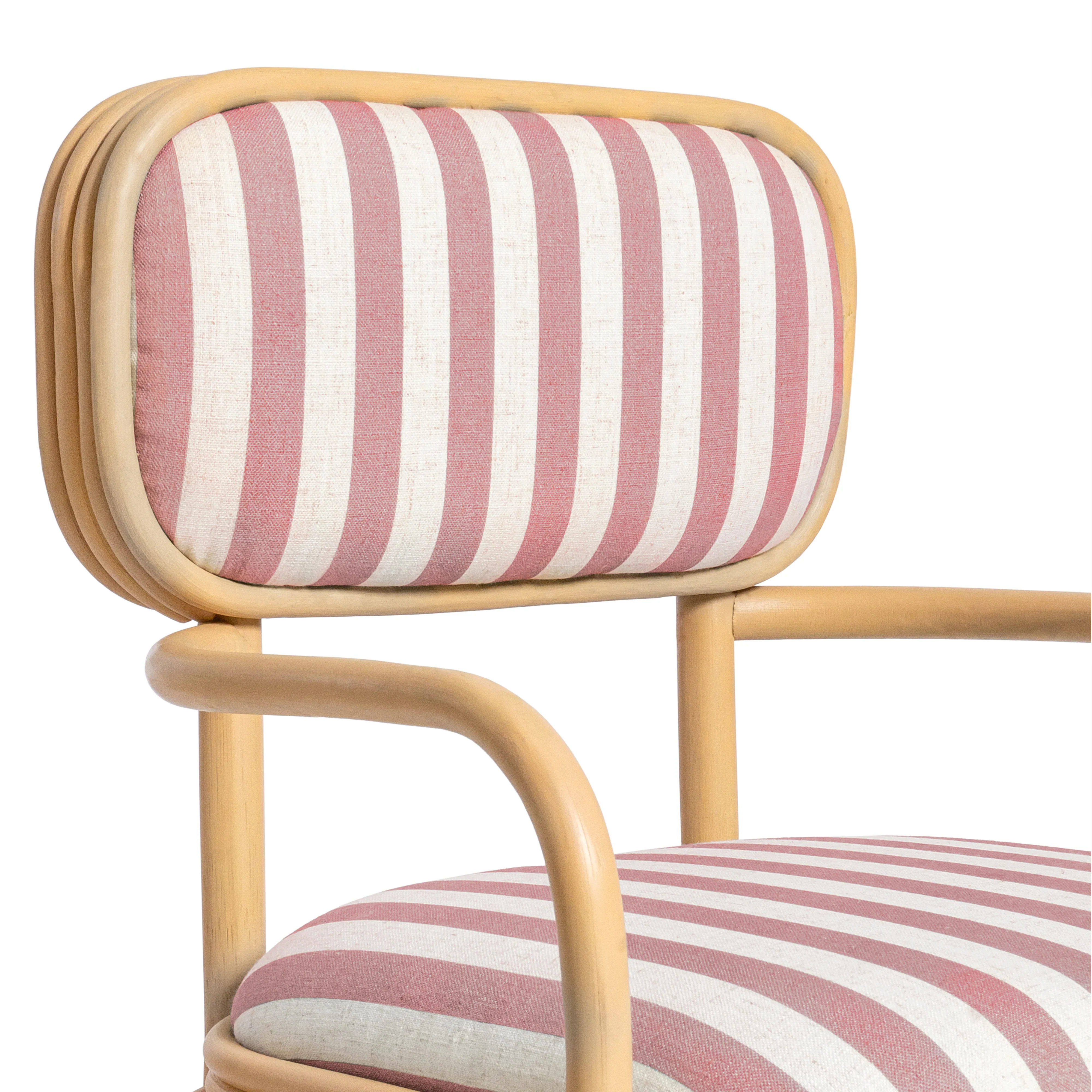 Dorine Striped Performance Linen & Rattan Dining Armchair - Image 20