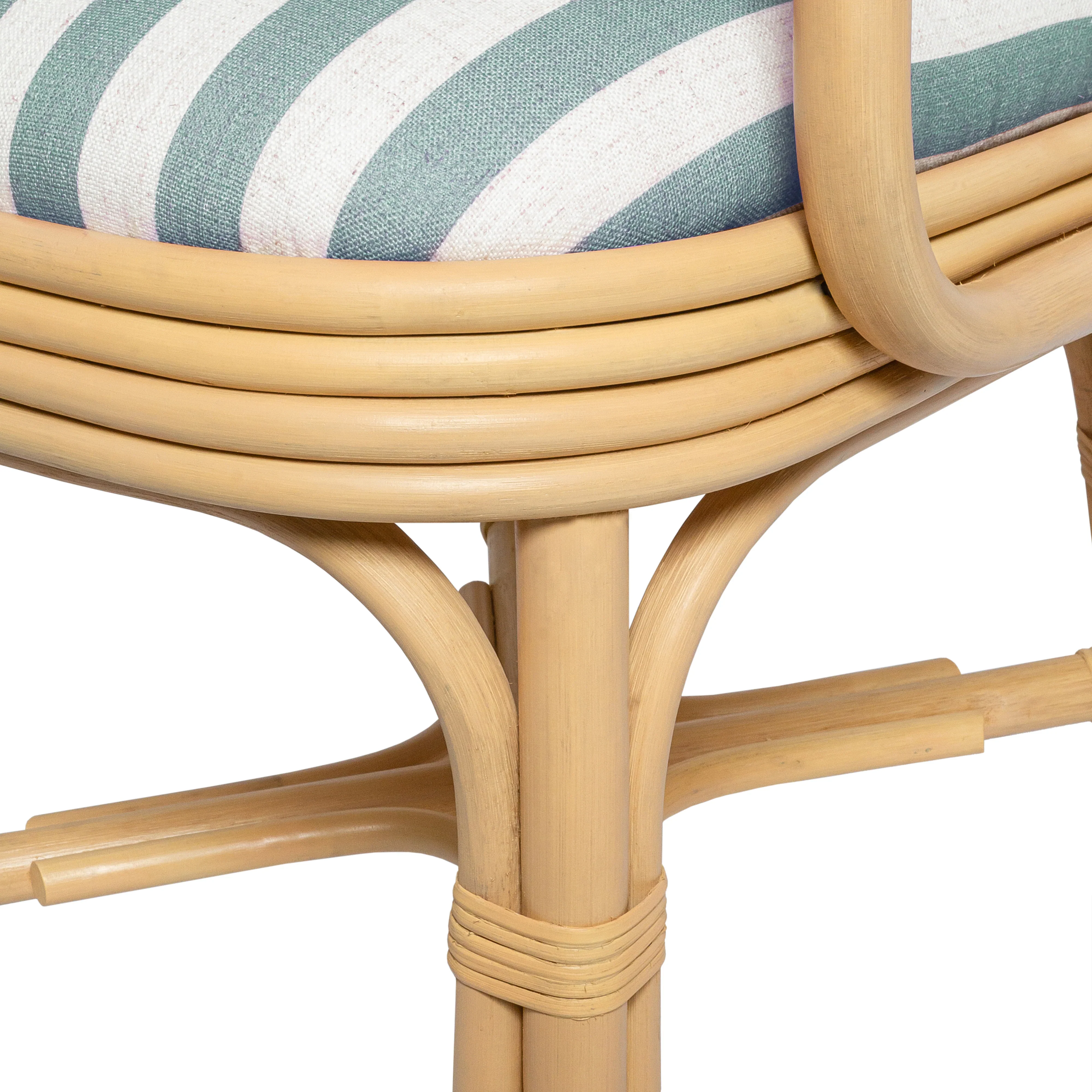 Dorine Striped Performance Linen & Rattan Dining Armchair - Image 5