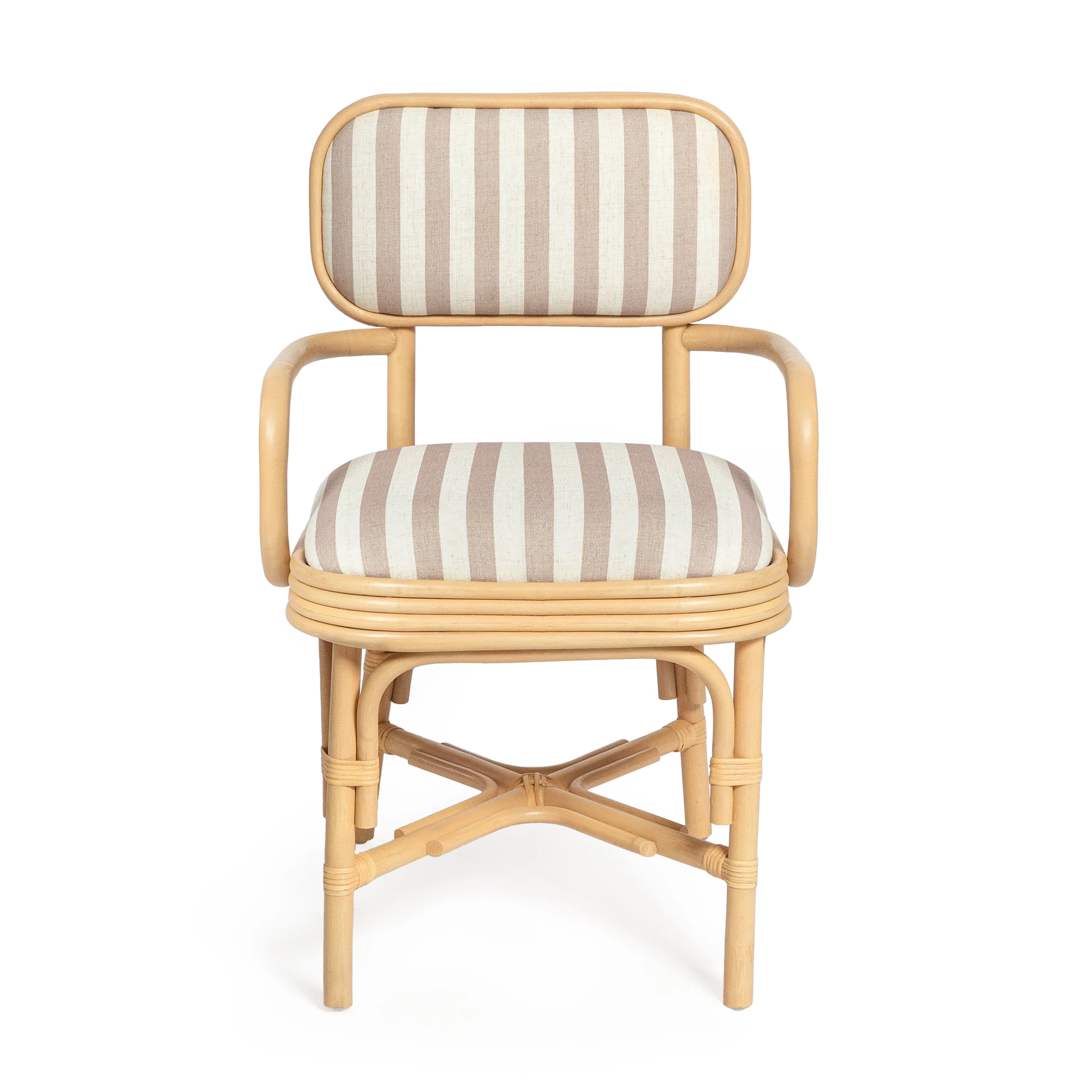 Dorine Striped Performance Linen & Rattan Dining Armchair - Image 9
