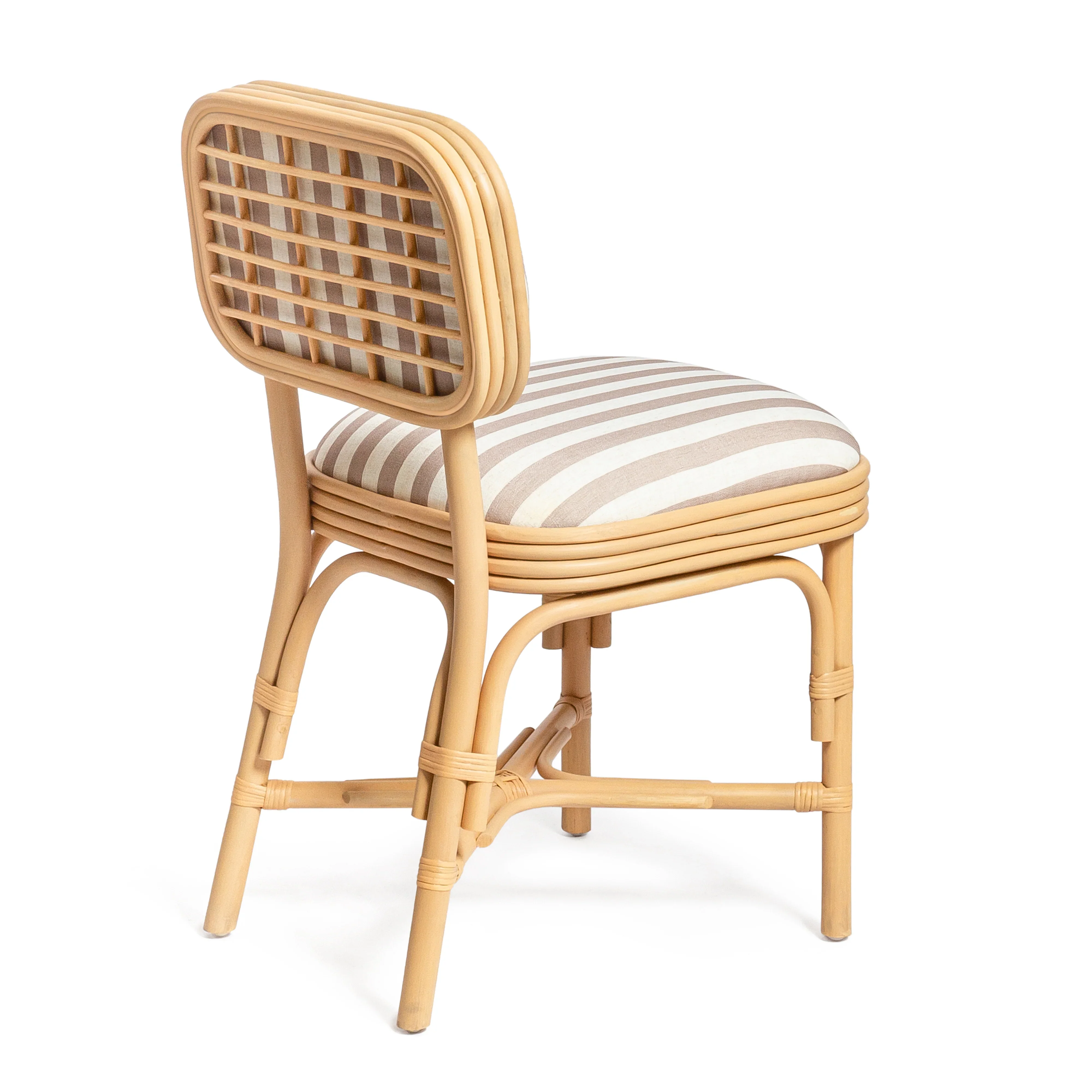 Dorine Striped Performance Linen & Rattan Dining Chair - Image 11