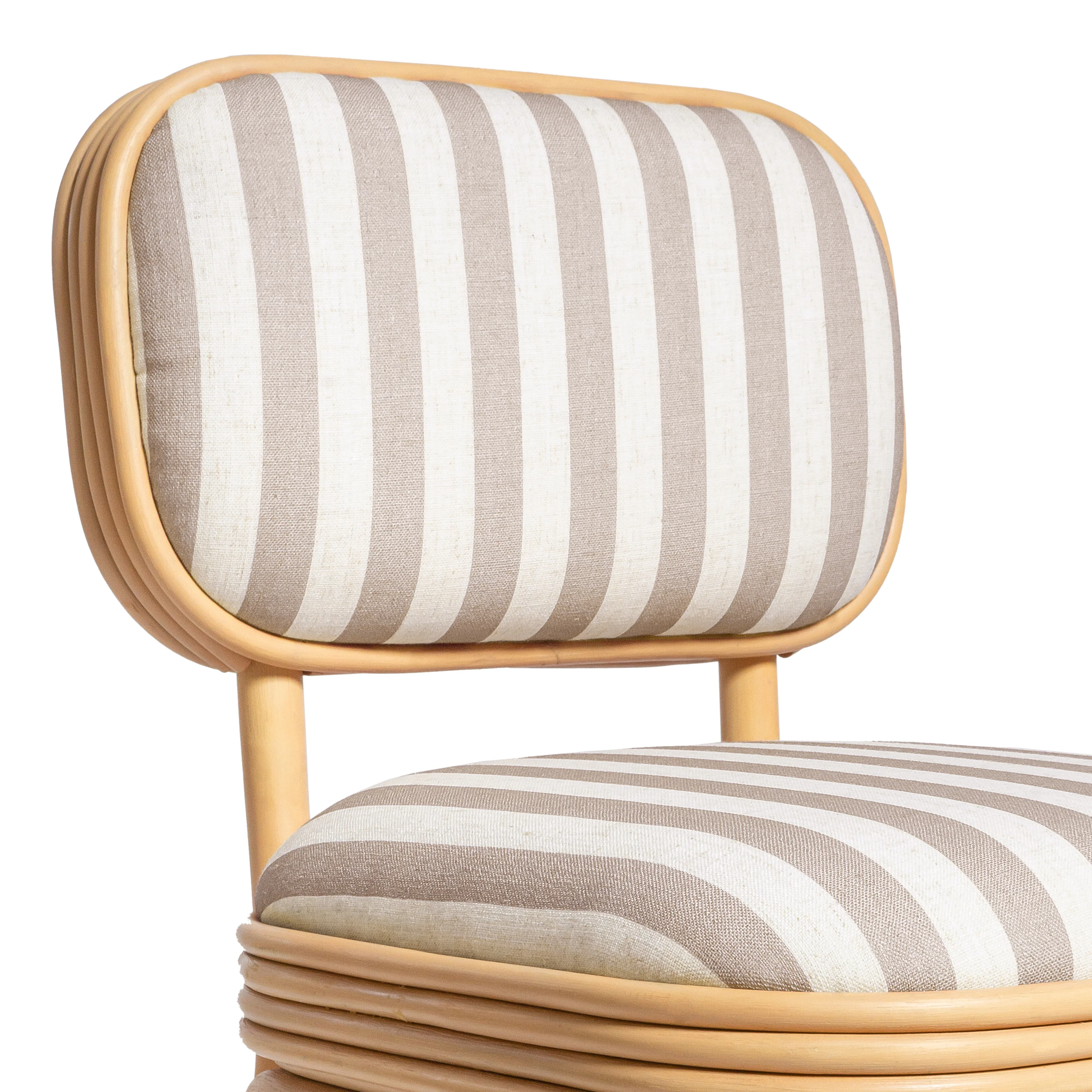 Dorine Striped Performance Linen & Rattan Dining Chair - Image 12