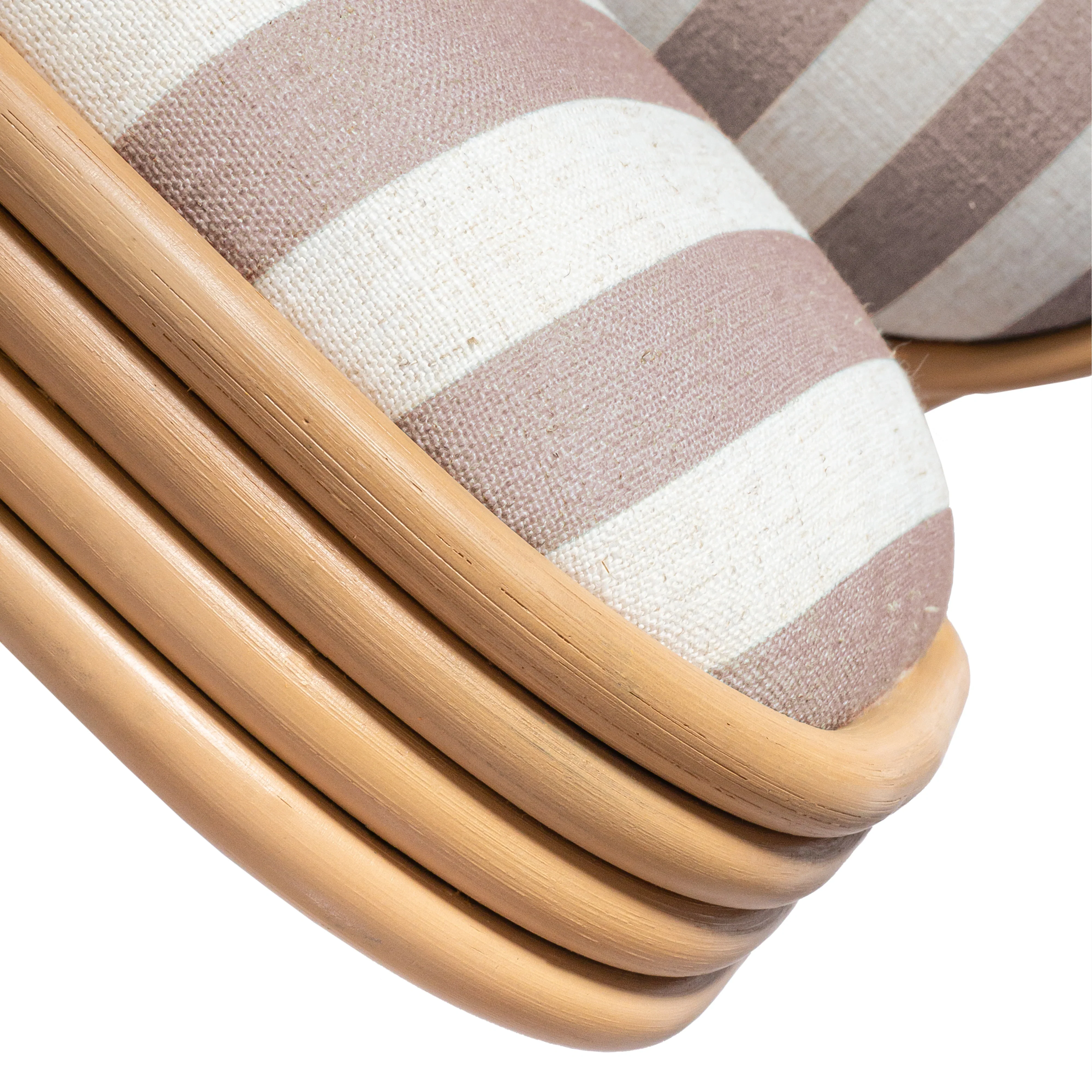 Dorine Striped Performance Linen & Rattan Dining Chair - Image 13