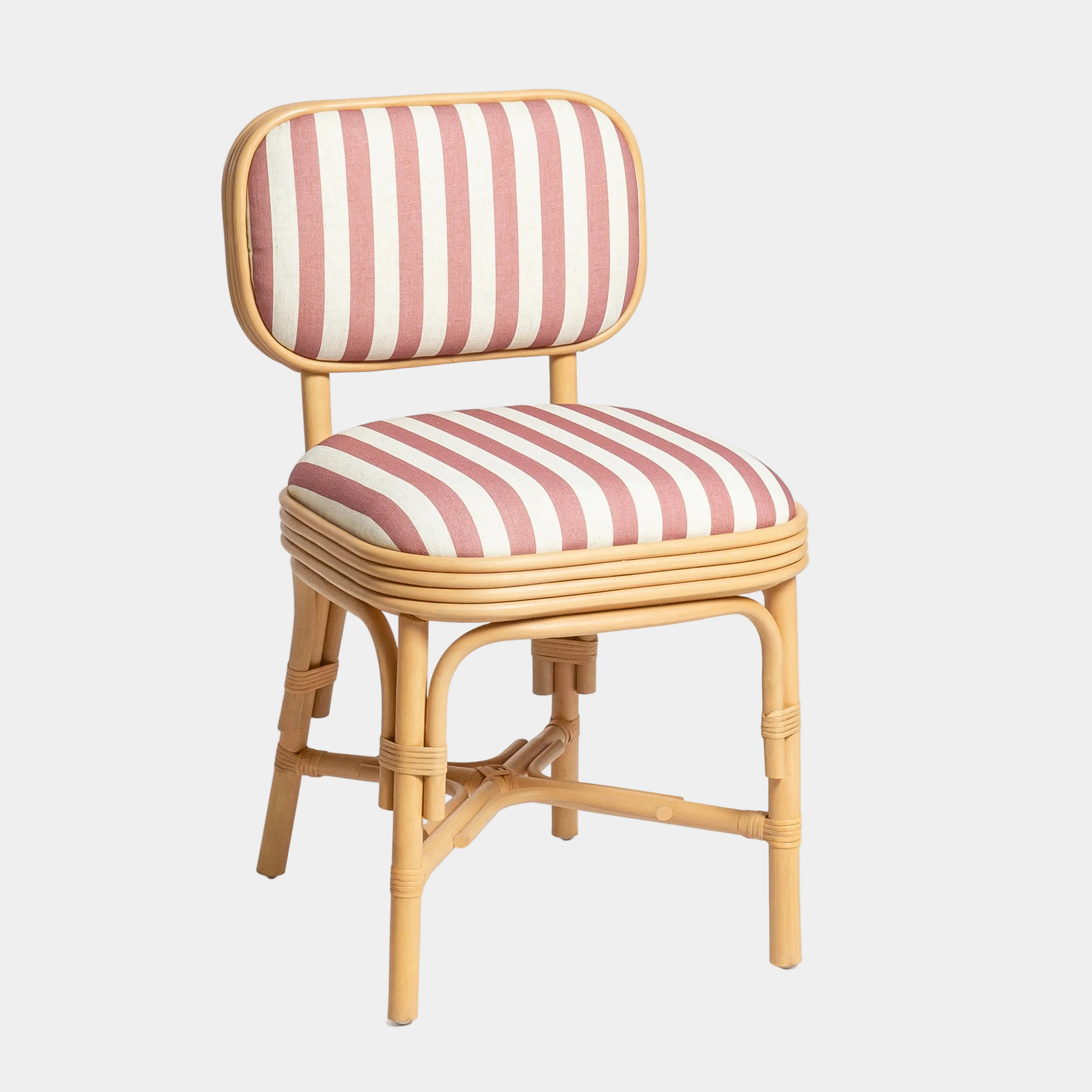 Dorine Striped Performance Linen & Rattan Dining Chair - Image 15