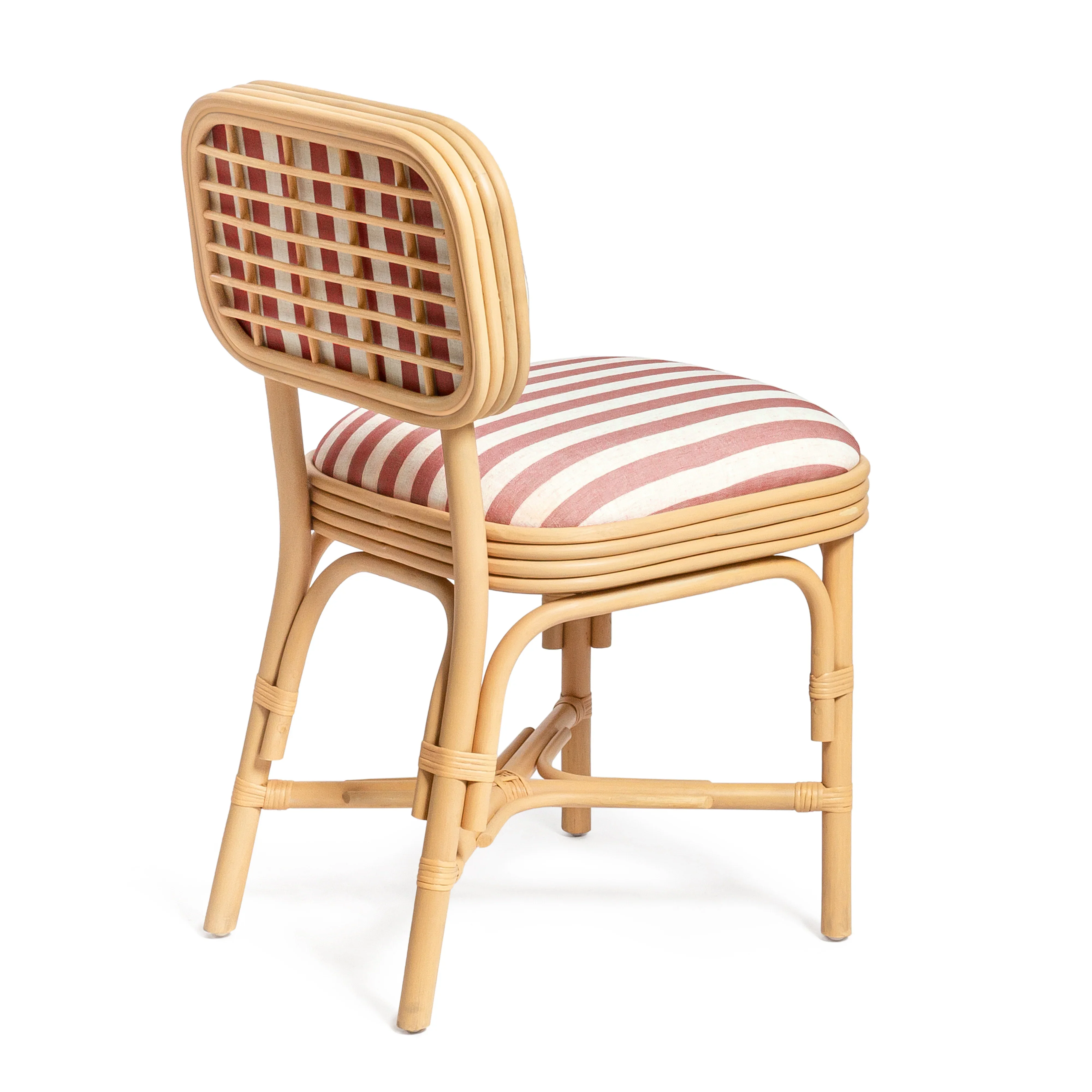 Dorine Striped Performance Linen & Rattan Dining Chair - Image 18