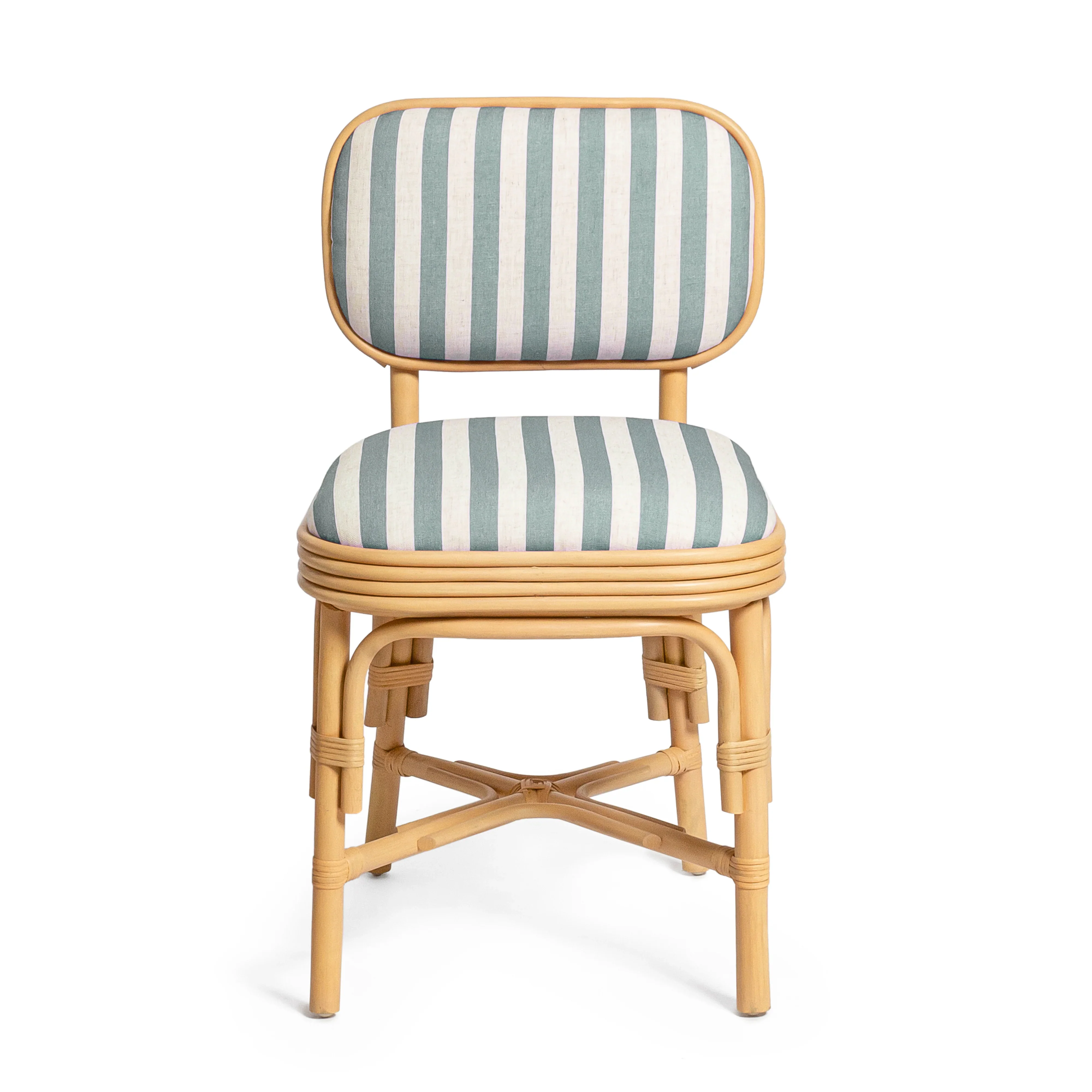 Dorine Striped Performance Linen & Rattan Dining Chair - Image 2