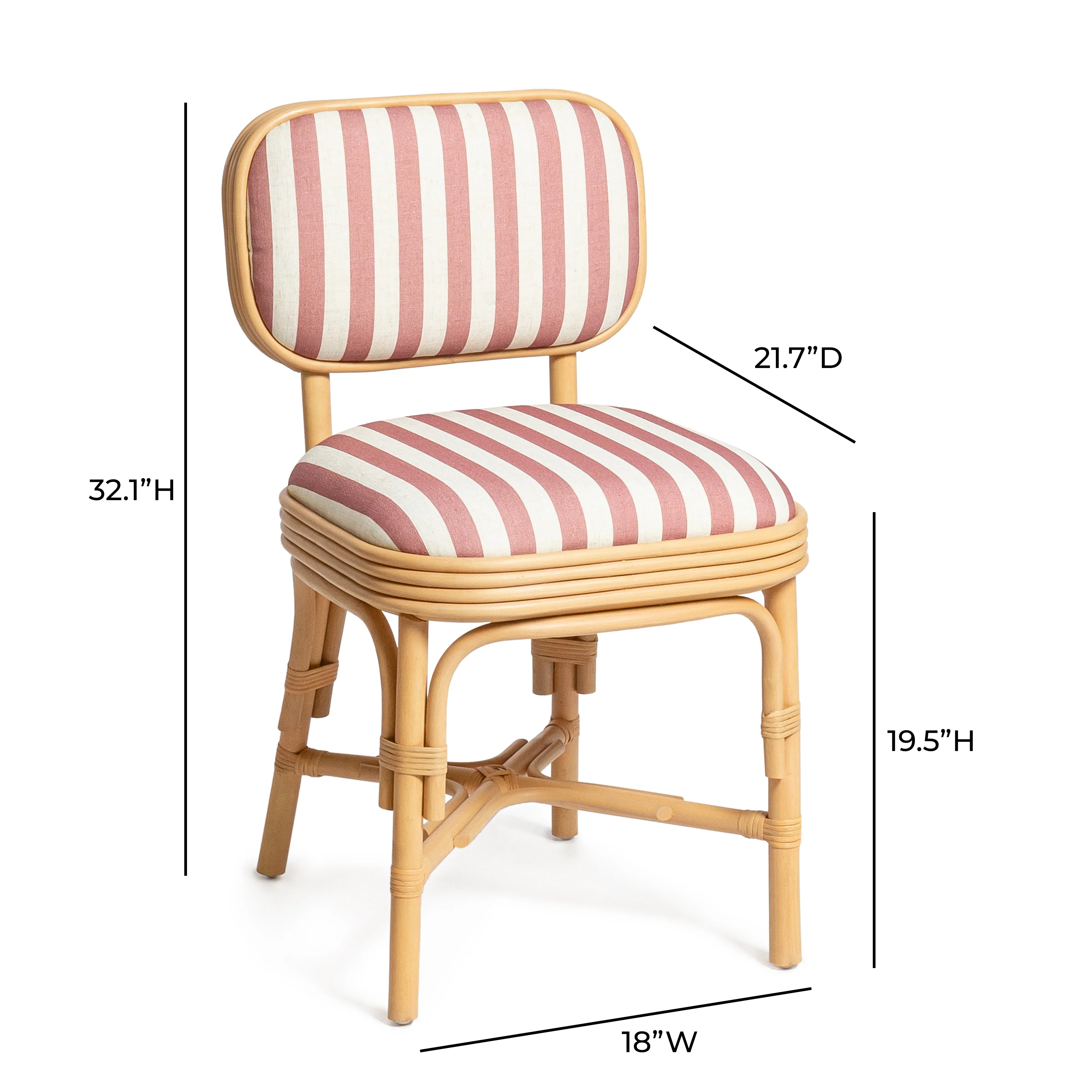 Dorine Striped Performance Linen & Rattan Dining Chair - Image 21