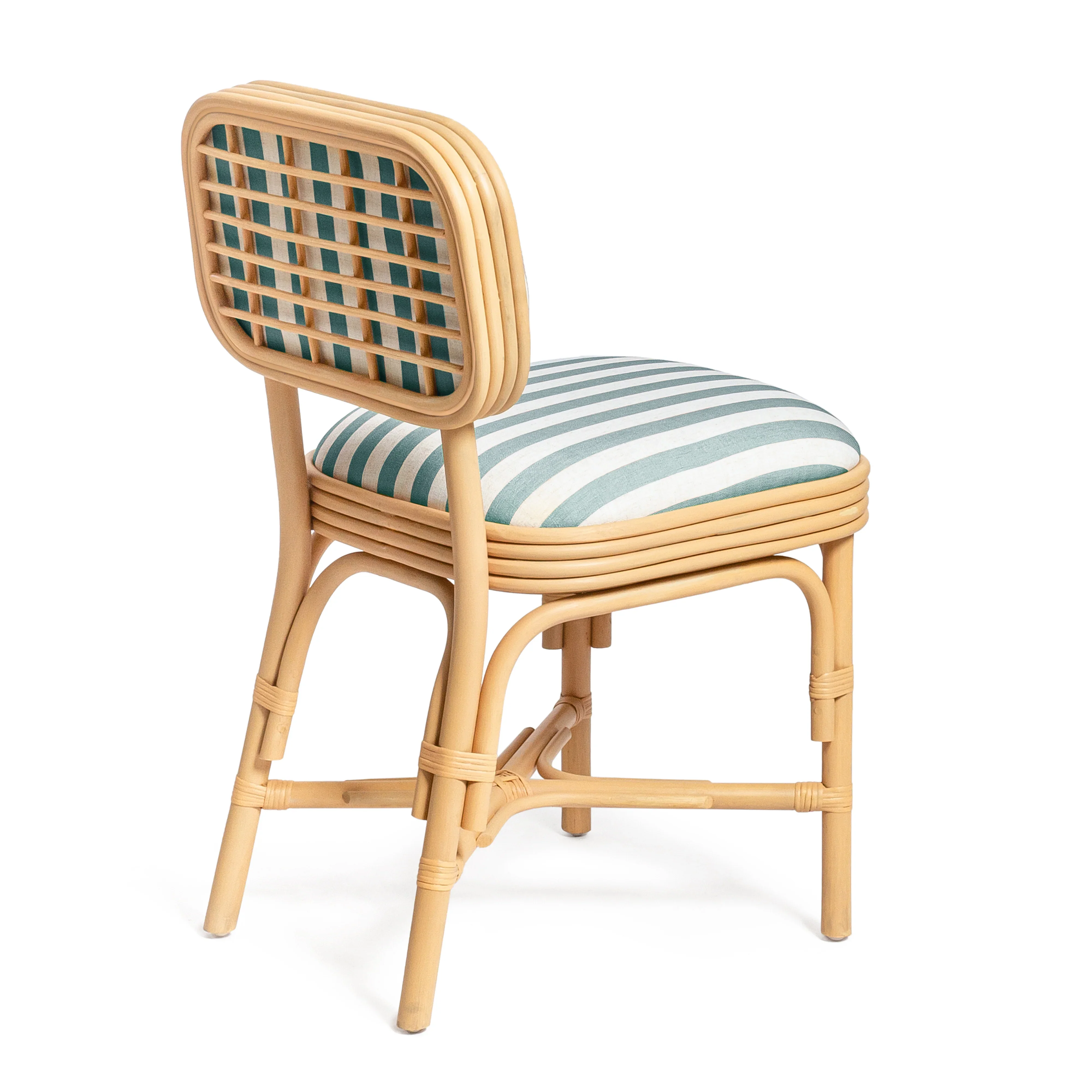 Dorine Striped Performance Linen & Rattan Dining Chair - Image 4