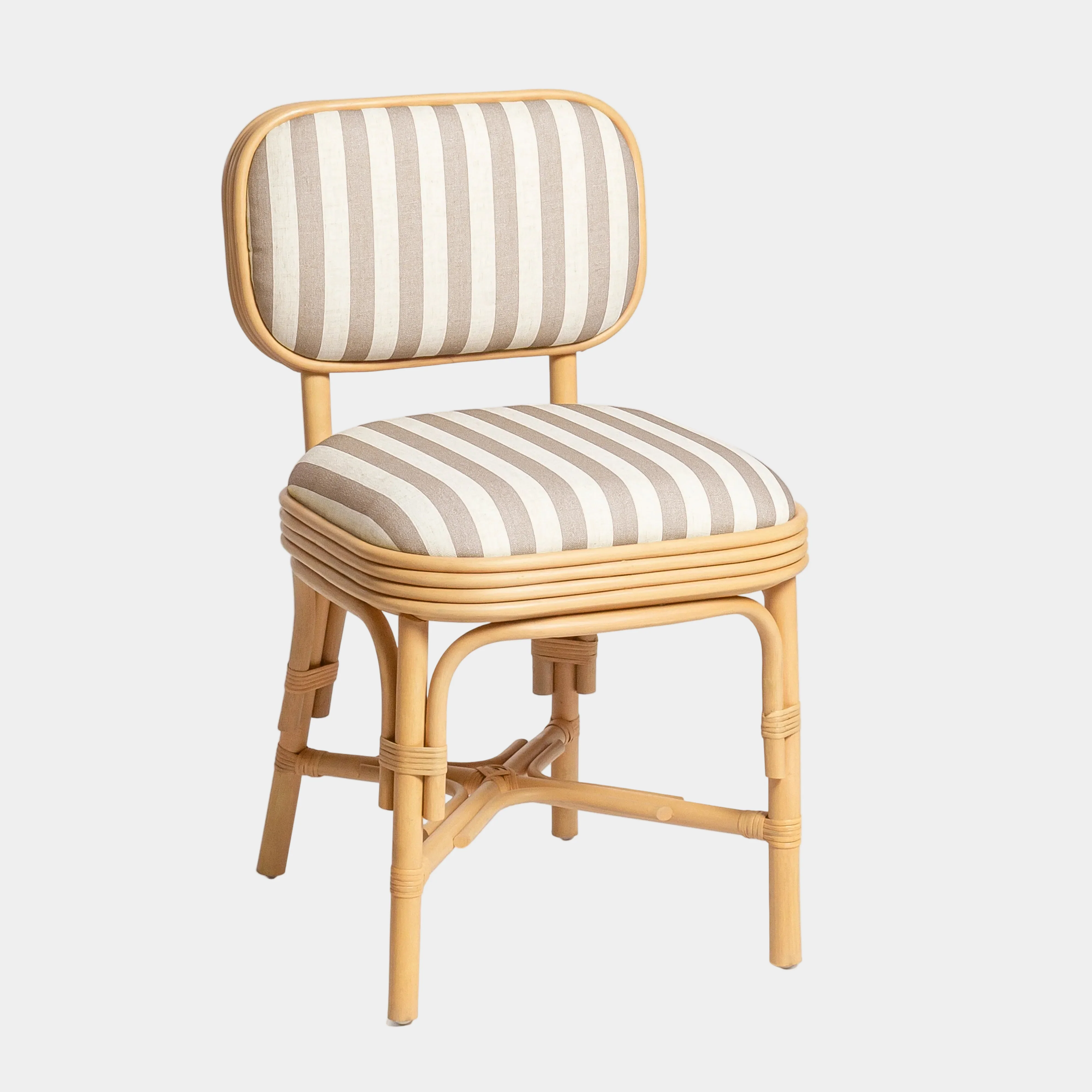 Dorine Striped Performance Linen & Rattan Dining Chair - Image 8