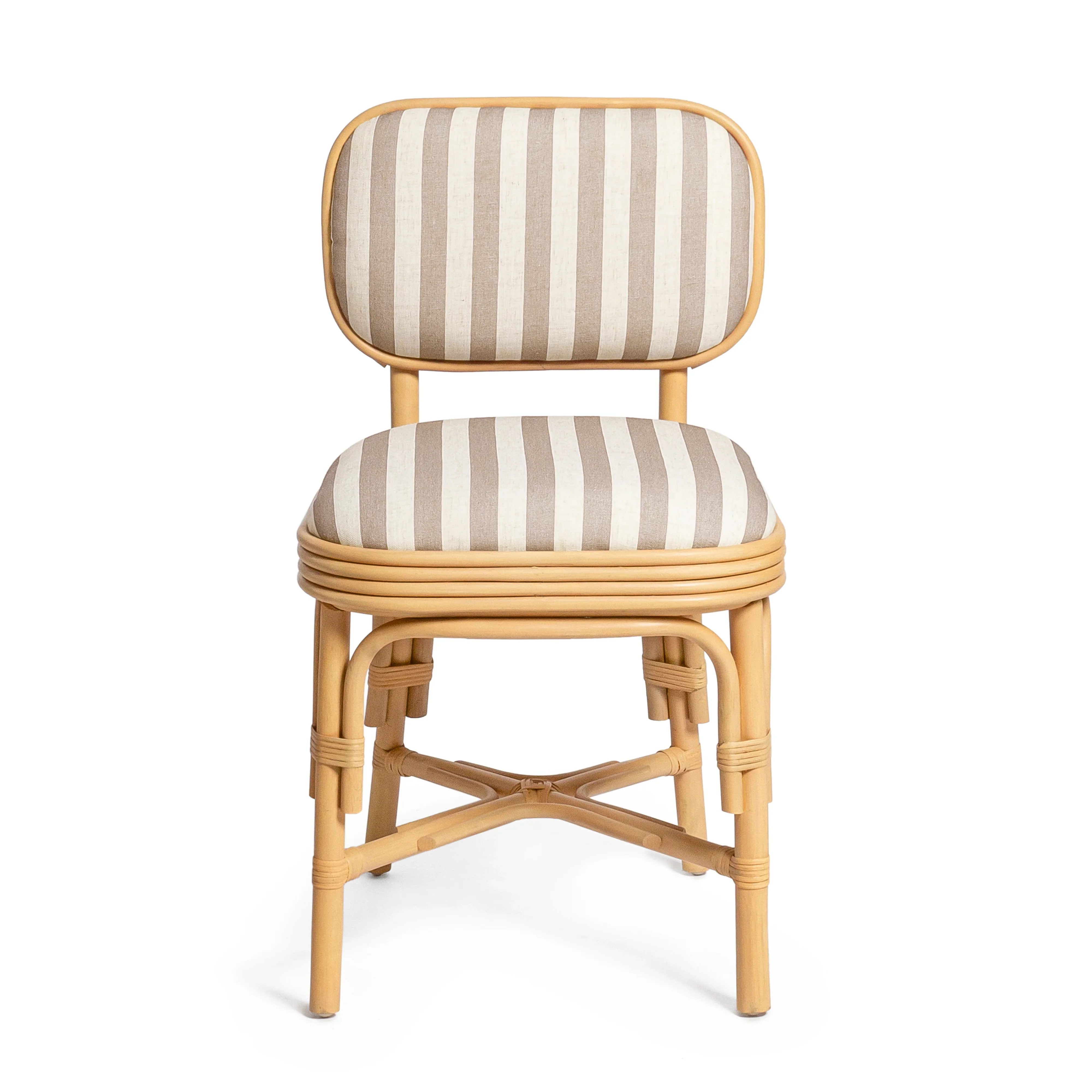 Dorine Striped Performance Linen & Rattan Dining Chair - Image 9
