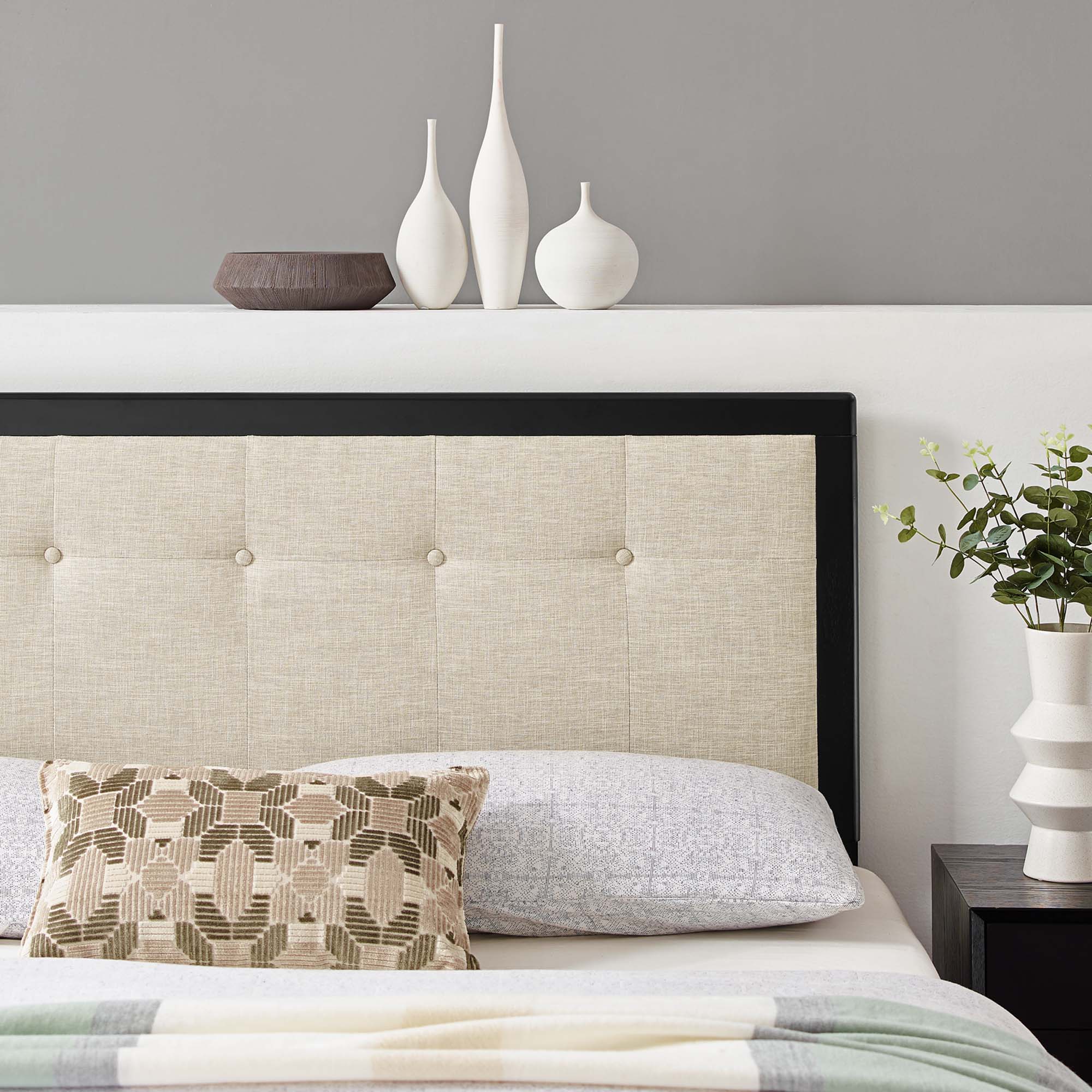 Draper Tufted Fabric and Wood Headboard - Image 26