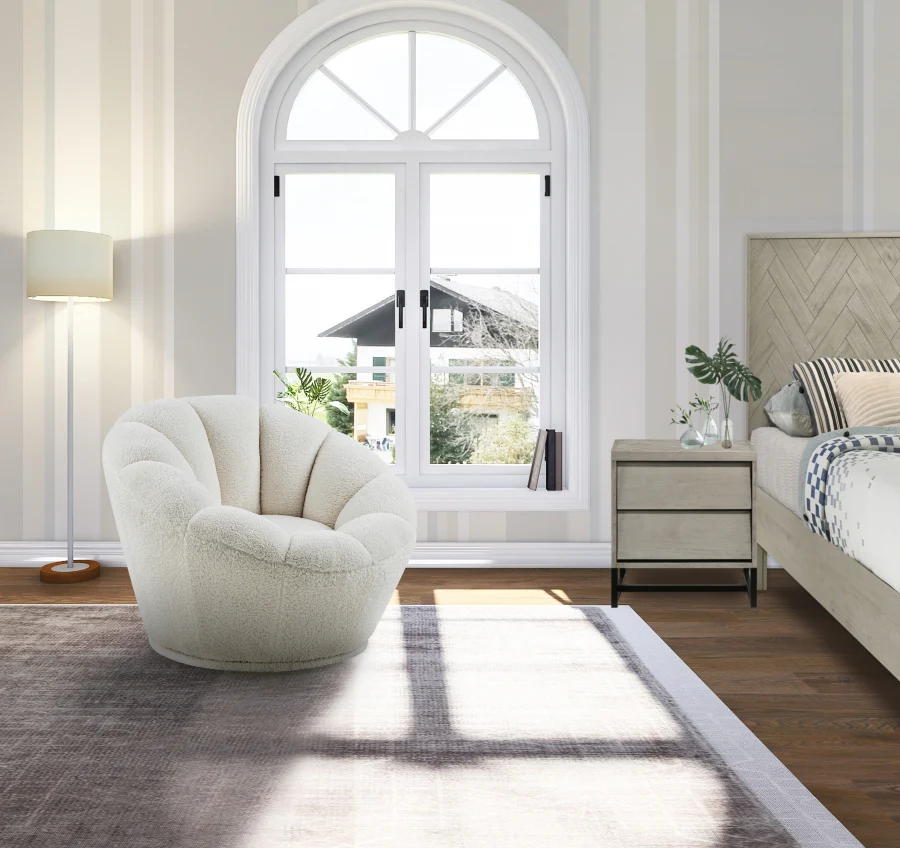 Dream Faux Sheepskin Fur Upholstered Swivel Accent Chair - Image 2
