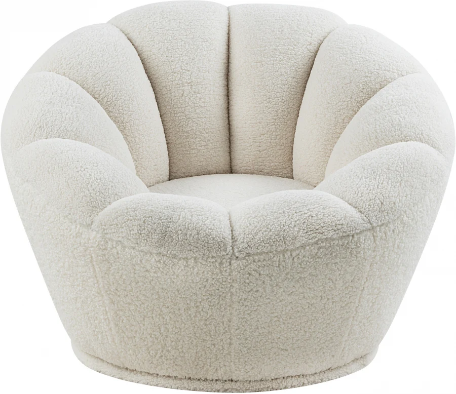 Dream Faux Sheepskin Fur Upholstered Swivel Accent Chair - Image 5