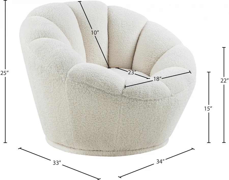 Dream Faux Sheepskin Fur Upholstered Swivel Accent Chair - Image 6