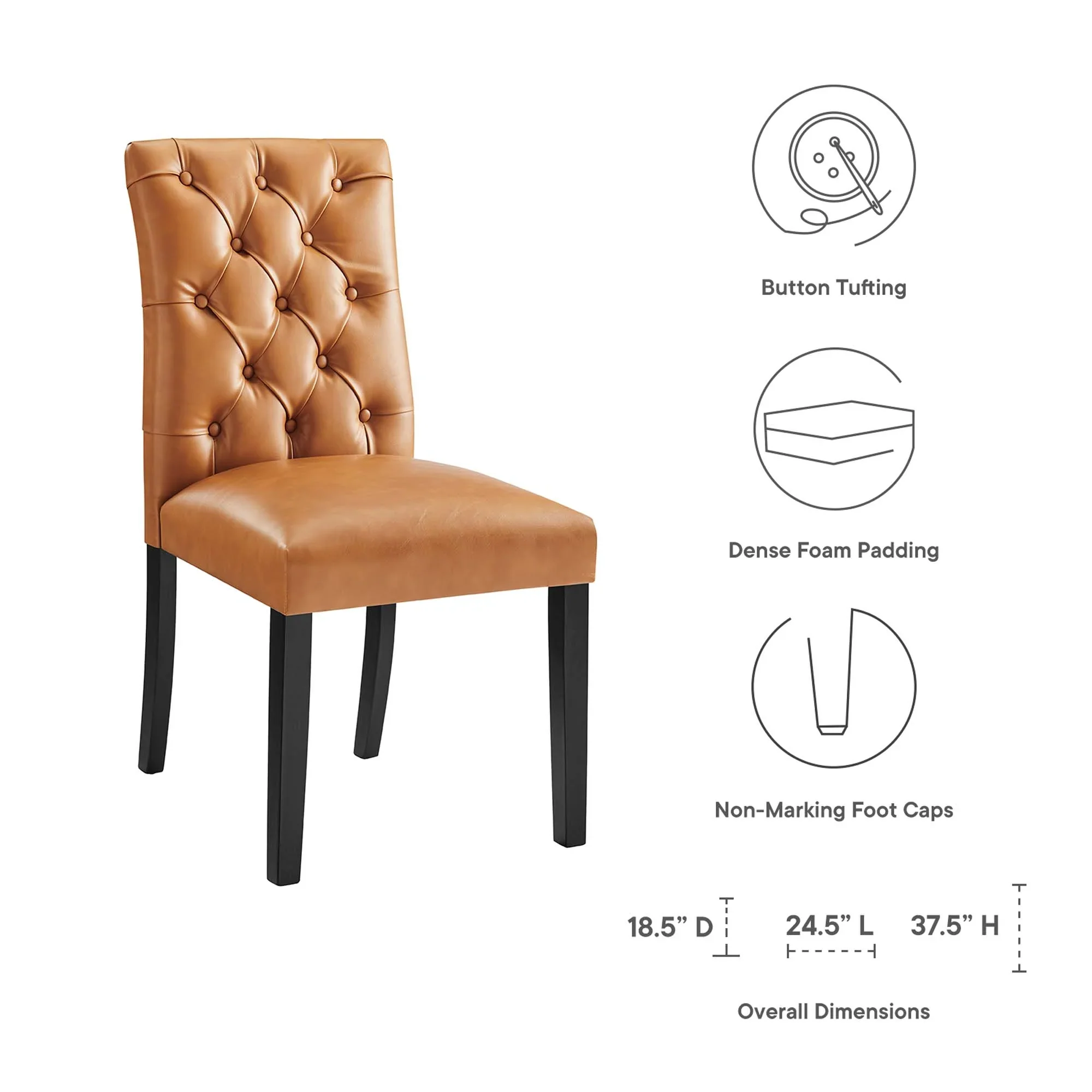 Duchess Button Tufted Vegan Leather Dining Chair - Image 6