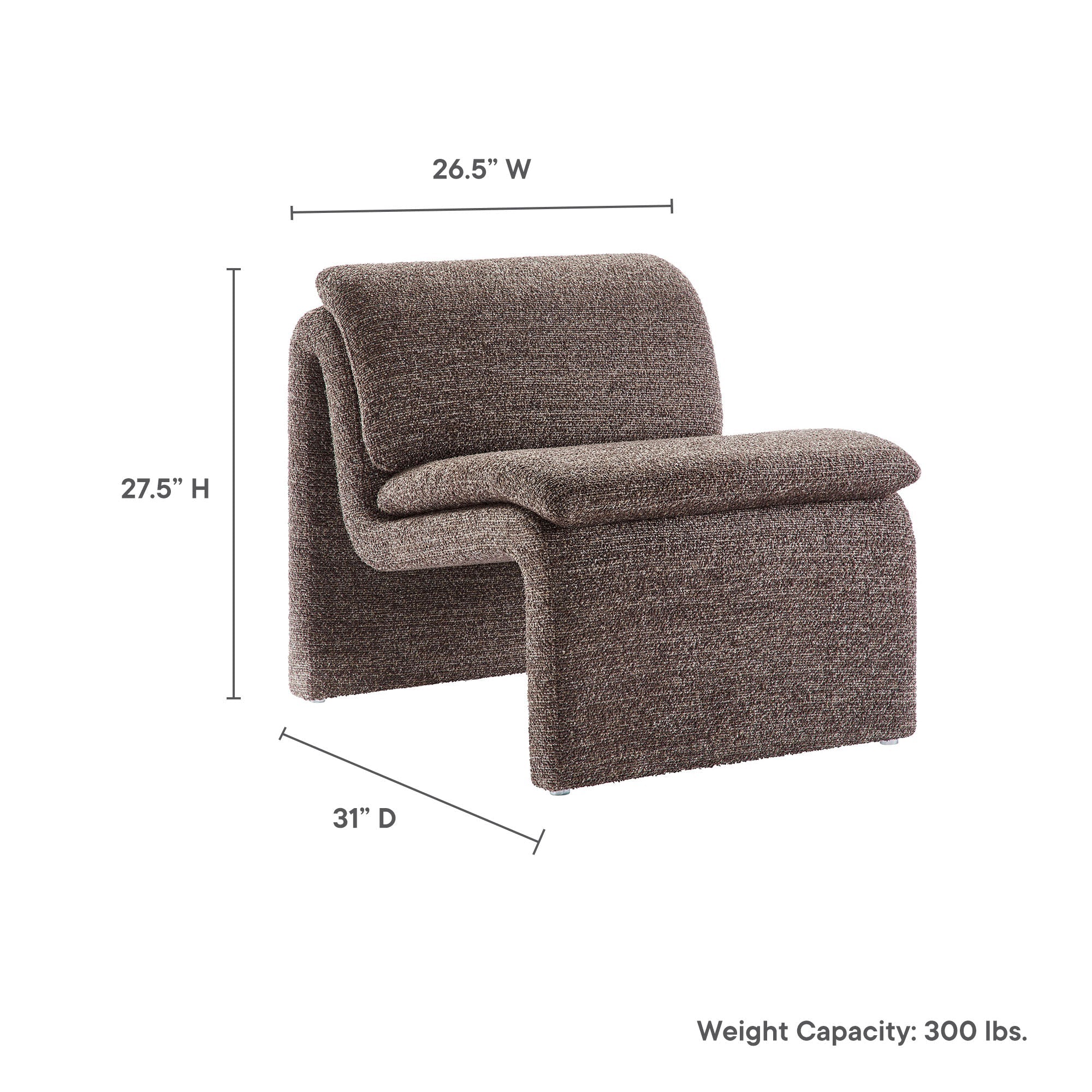 Dune Boucle Upholstered Armless Accent Chair - Image 8