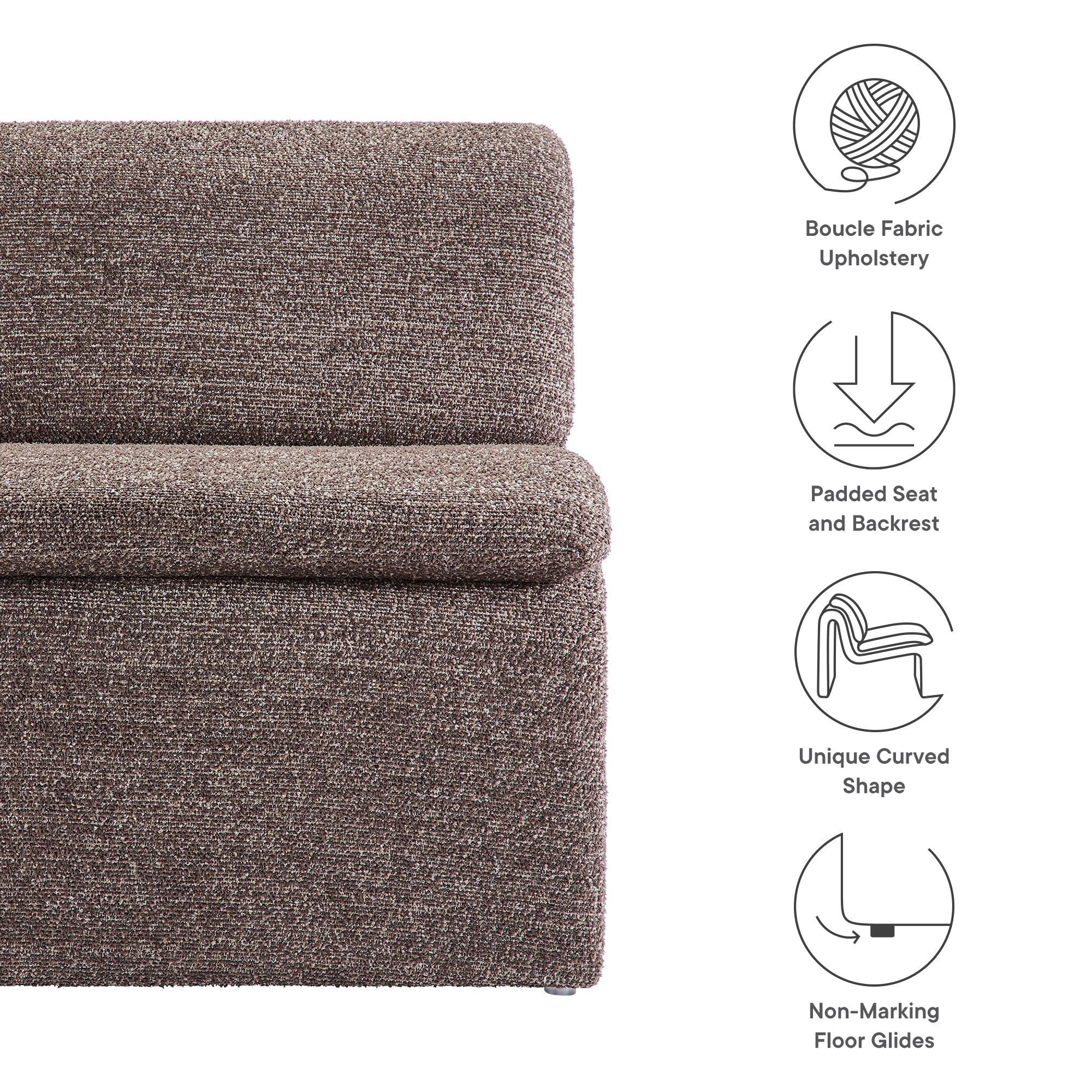 Dune Boucle Upholstered Armless Accent Chair - Image 9