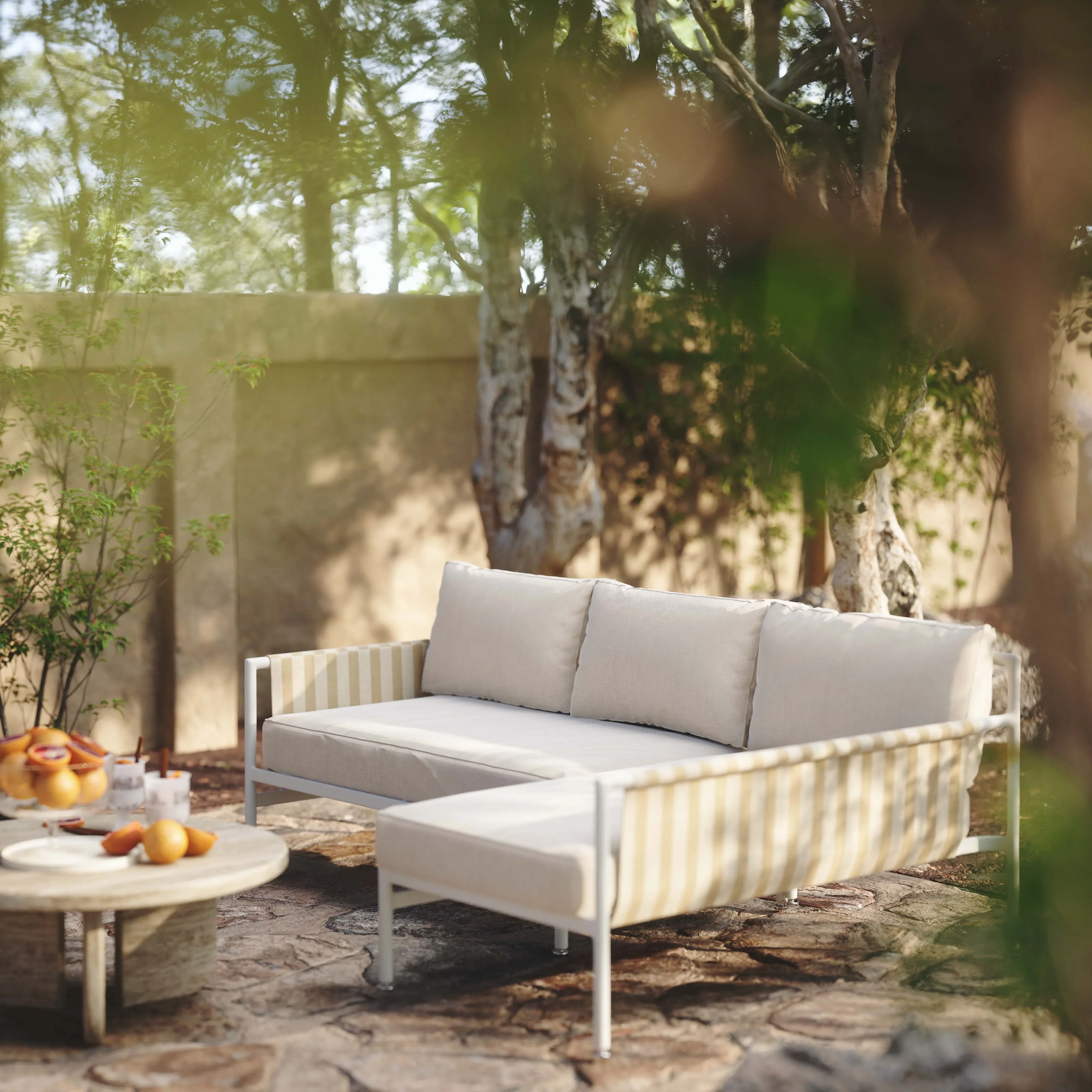 Dunes 2-Piece Cream Outdoor L-Shaped Sectional - Image 2