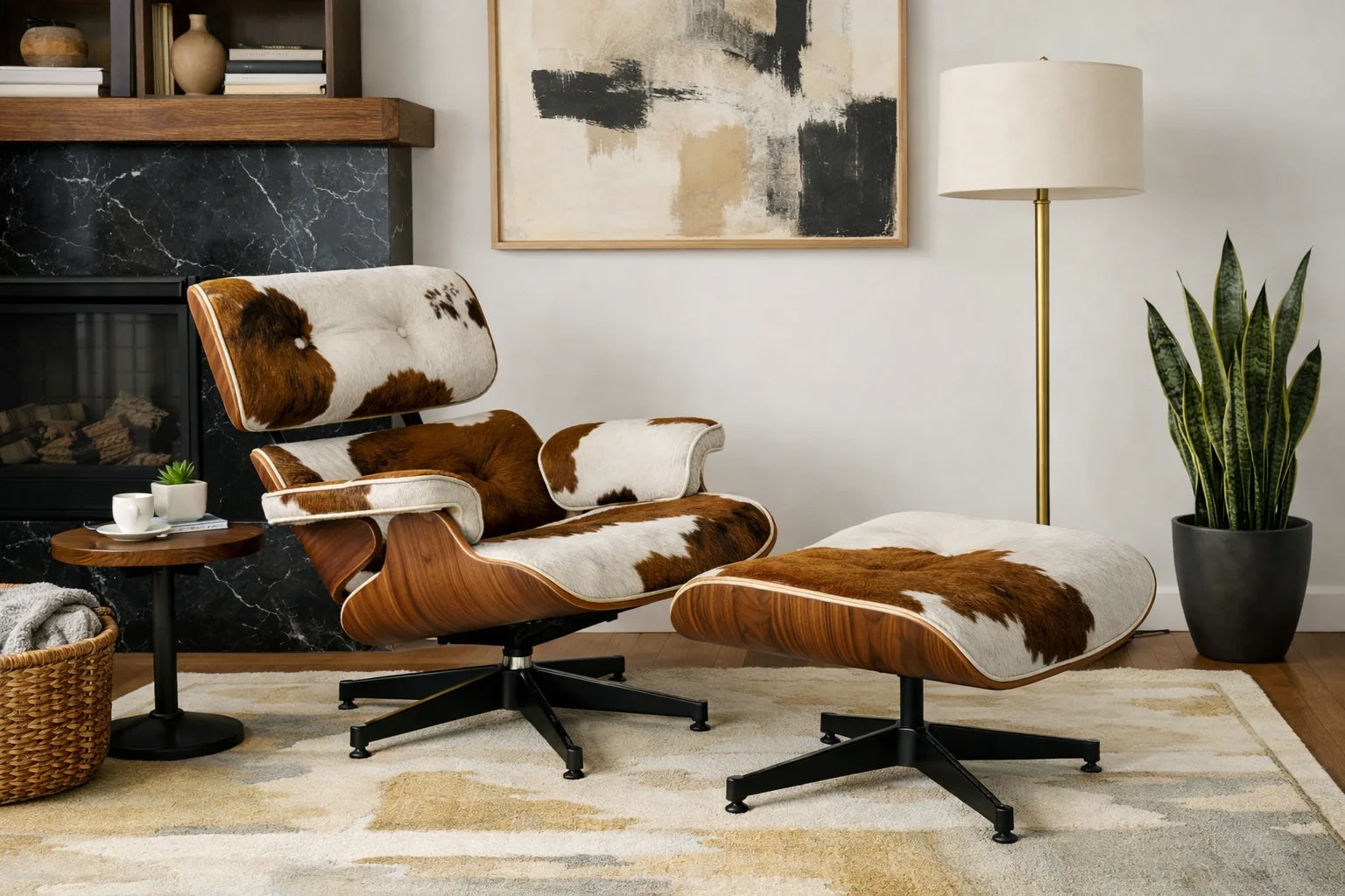 Eames Lounge Chair And Ottoman - Tall Version (Cow Hide) - Image 8