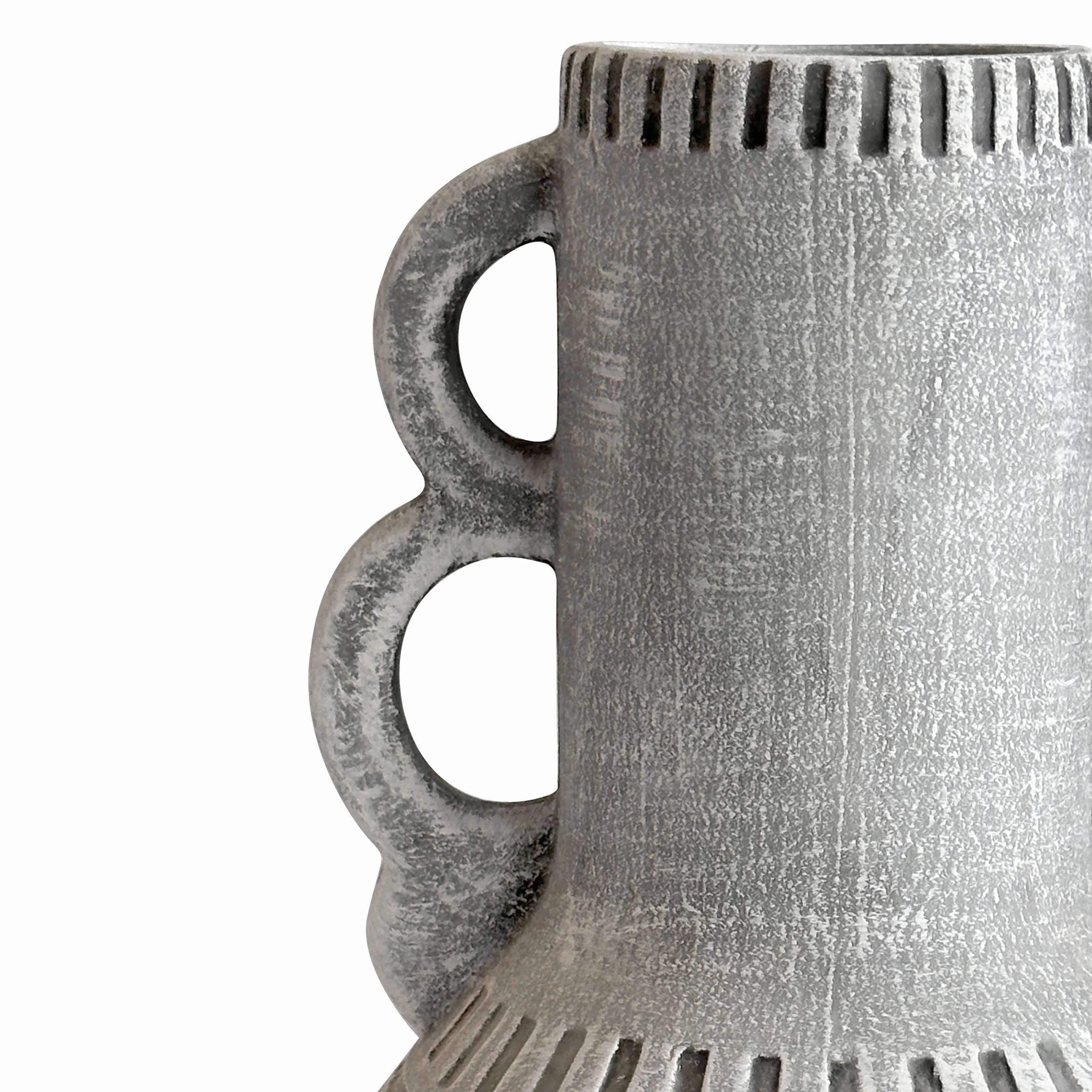 Earthenware Aztec Handled Flower Vase in Slate - Image 3