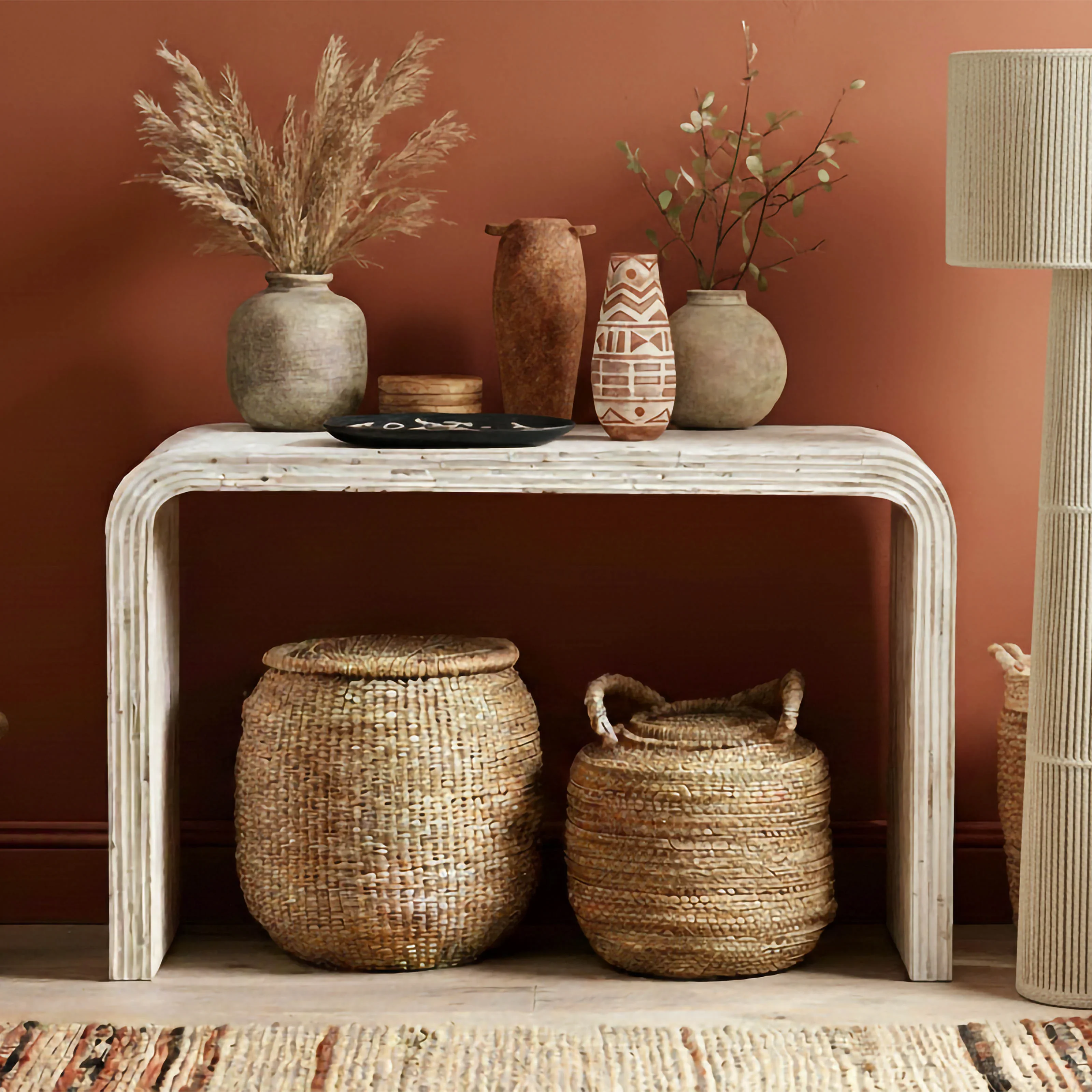Earthenware Aztec Teardrop Flower Vase in Terracotta - Image 2