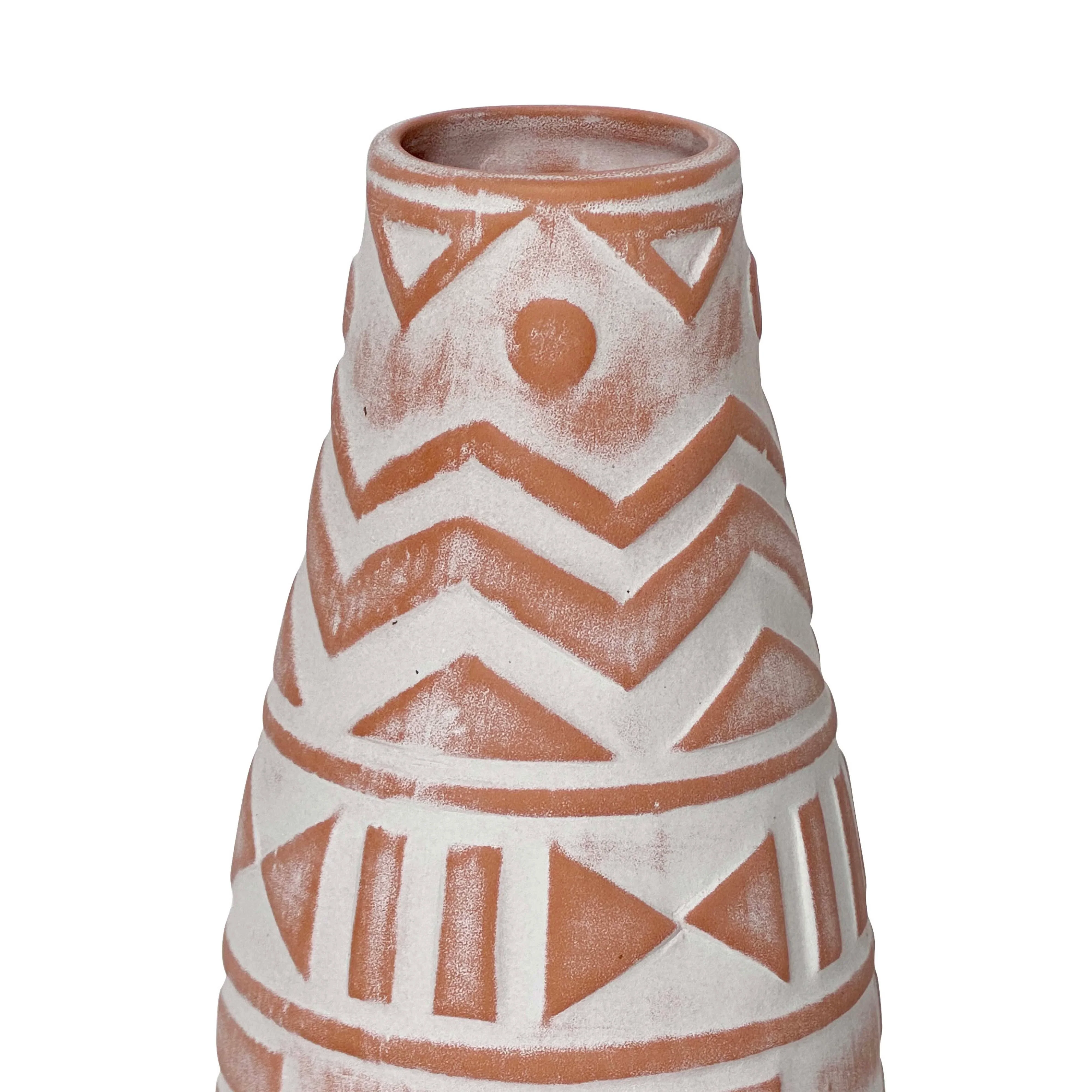 Earthenware Aztec Teardrop Flower Vase in Terracotta - Image 3