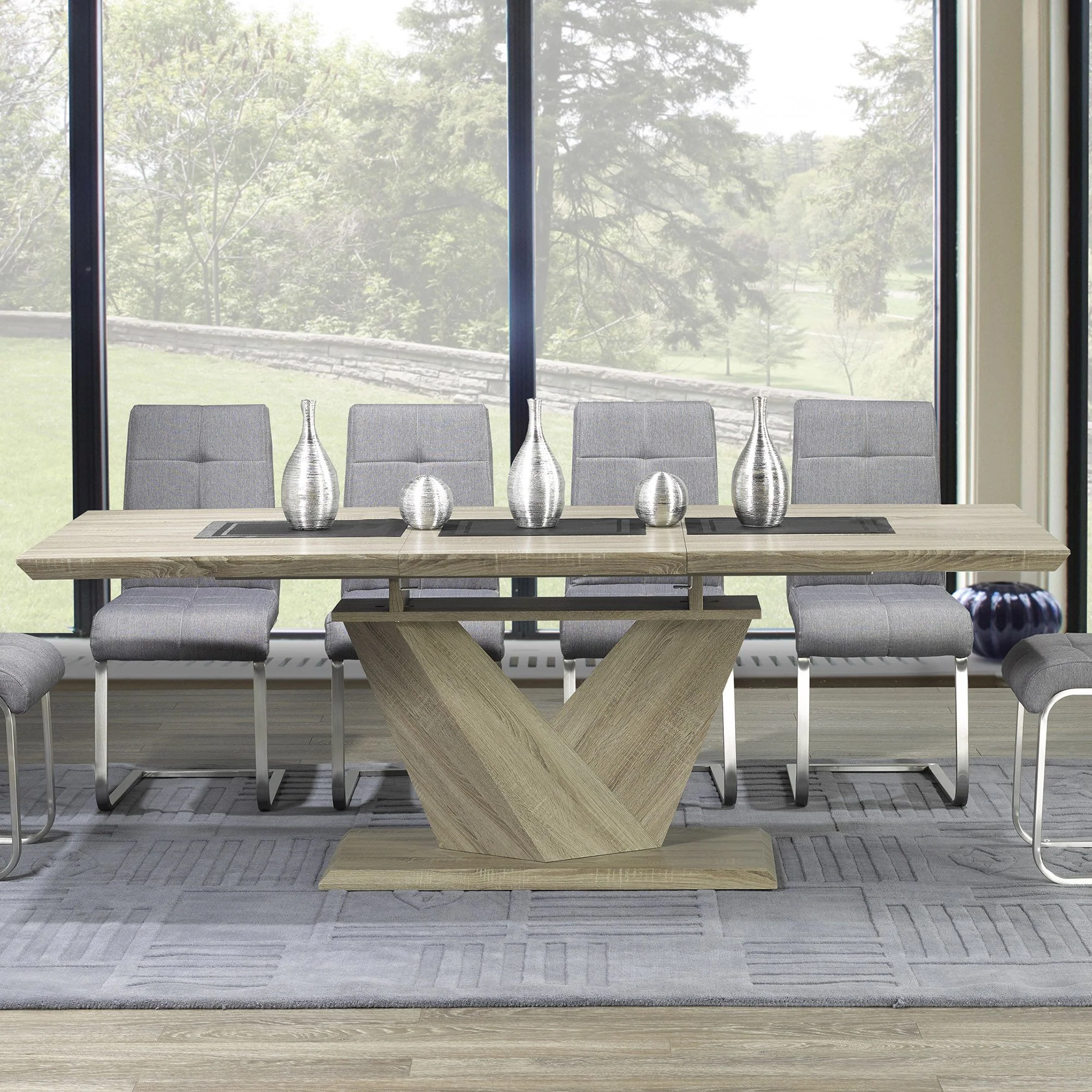 Eclipse Dining Table w/Extension in Washed Oak - Image 2