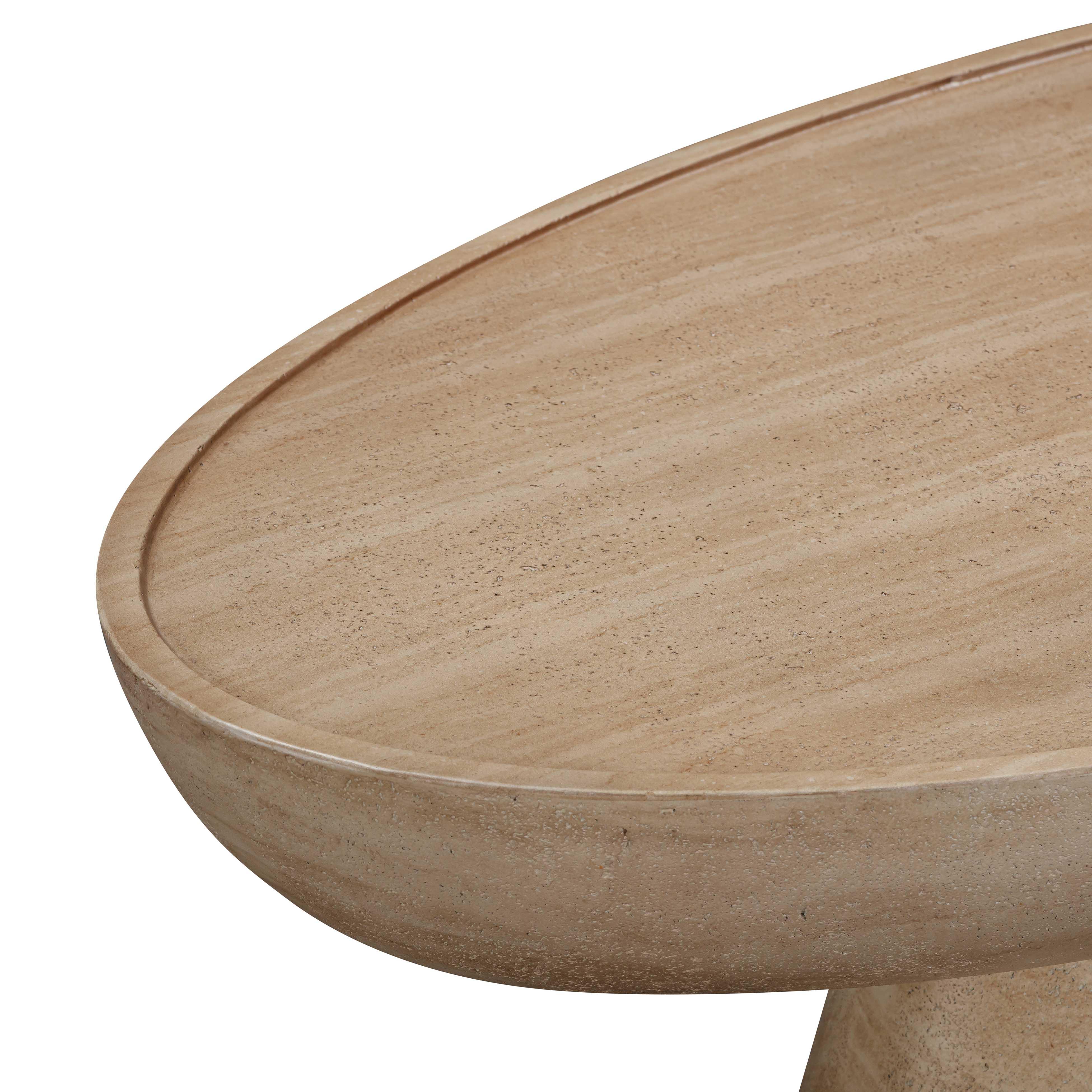 Eclipse 47" Textured Faux Travertine Indoor/Outdoor Coffee Table - Image 6