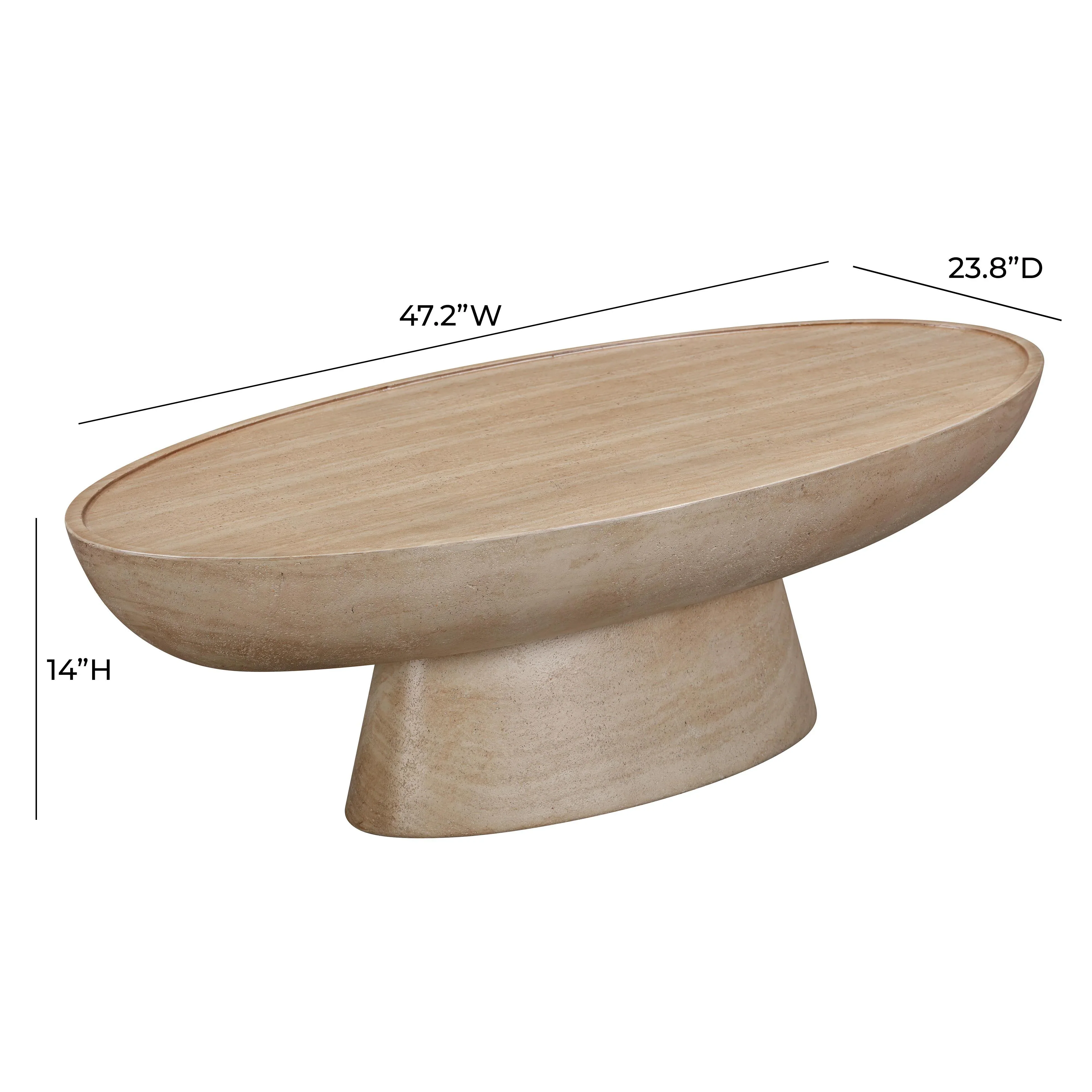 Eclipse 47" Textured Faux Travertine Indoor/Outdoor Coffee Table - Image 8