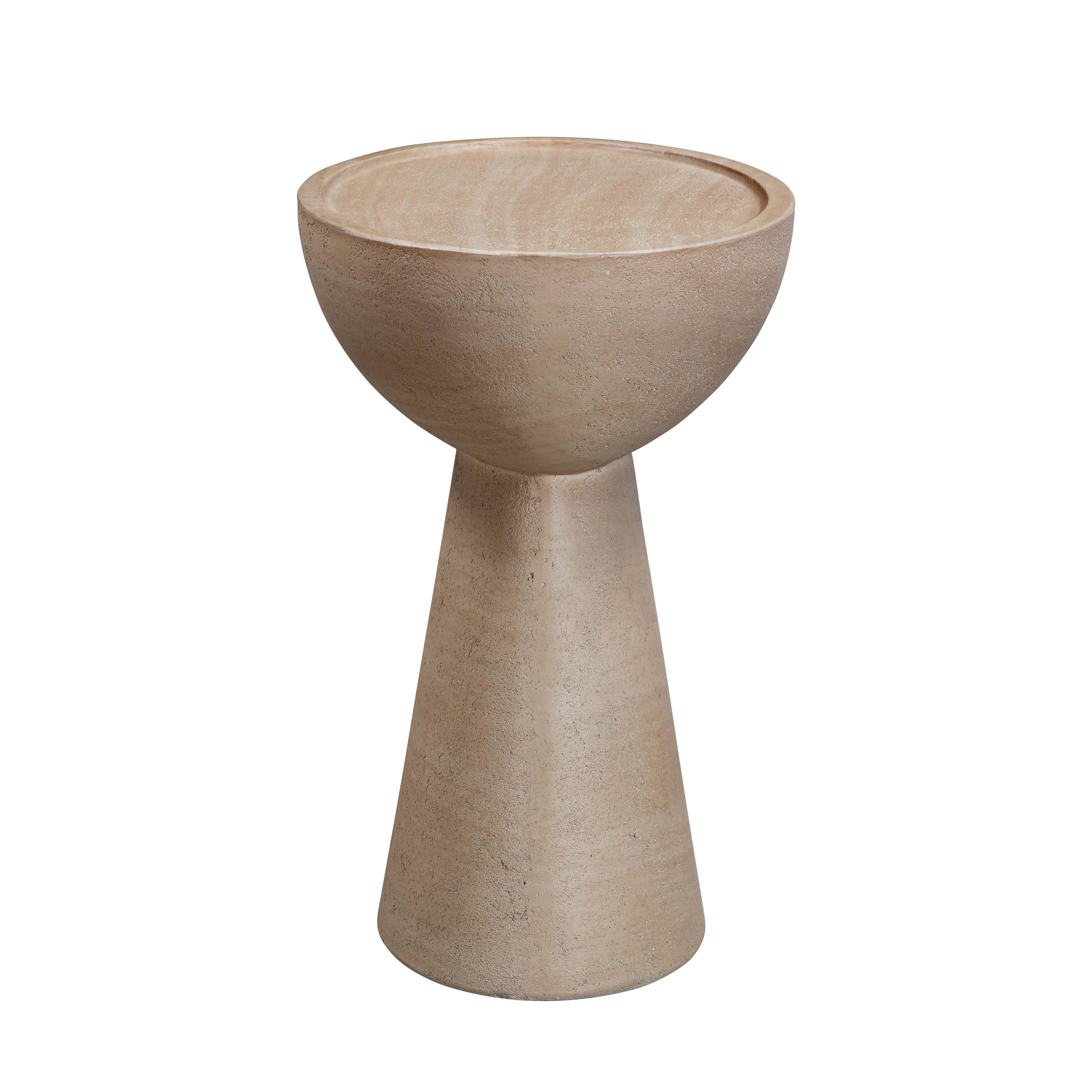 Eclipse Textured Faux Travertine Indoor/Outdoor Side Table - Image 4