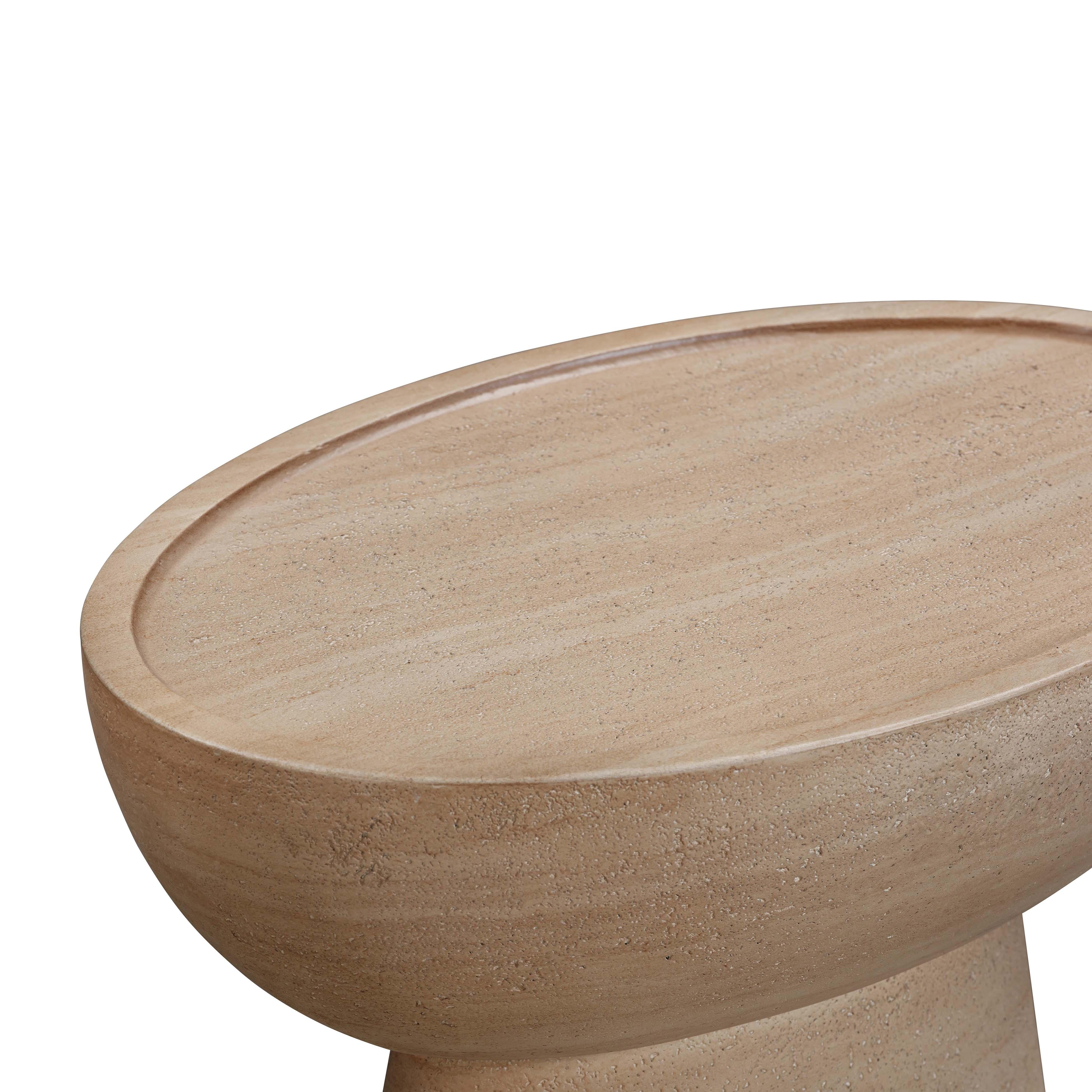 Eclipse Textured Faux Travertine Indoor/Outdoor Side Table - Image 5