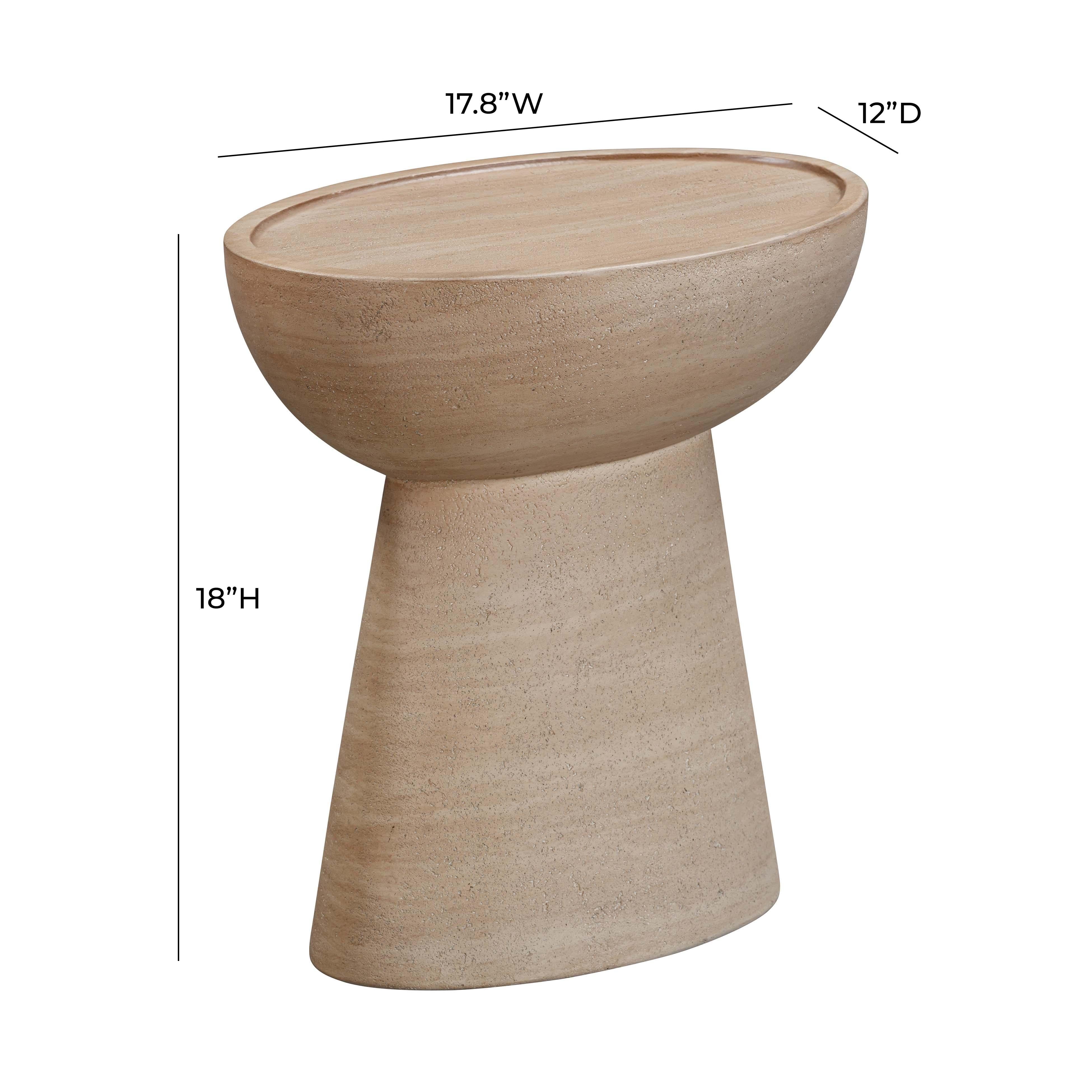 Eclipse Textured Faux Travertine Indoor/Outdoor Side Table - Image 7