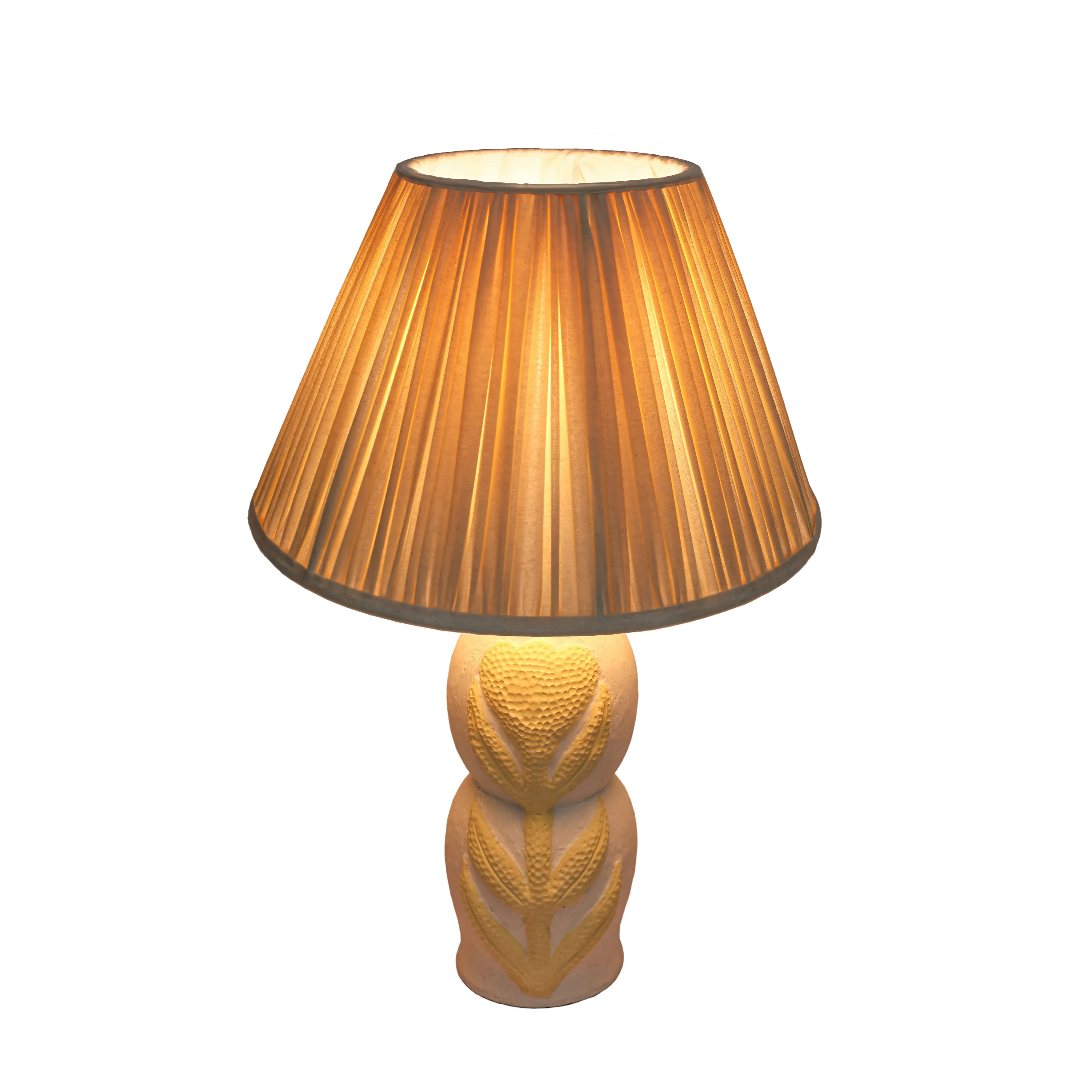 Edith Curved Papier Mache Flower Pleated Table Lamp - Image 4