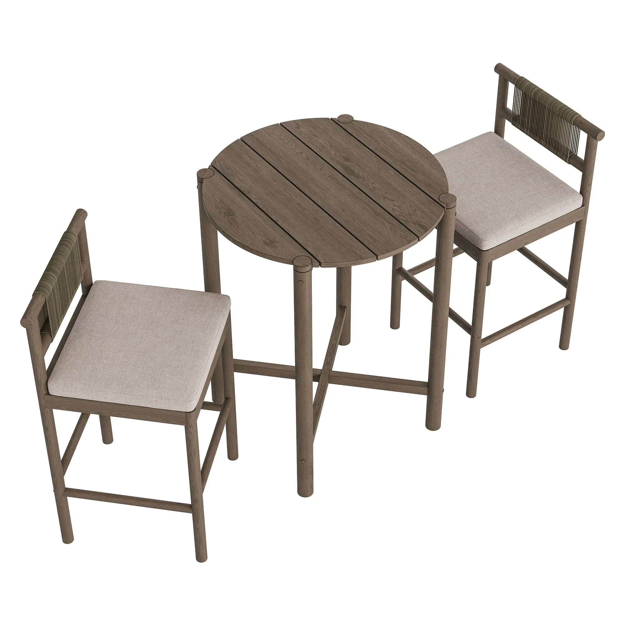 Eleni 3-Piece Outdoor Teak Wood Bar Set - Image 10