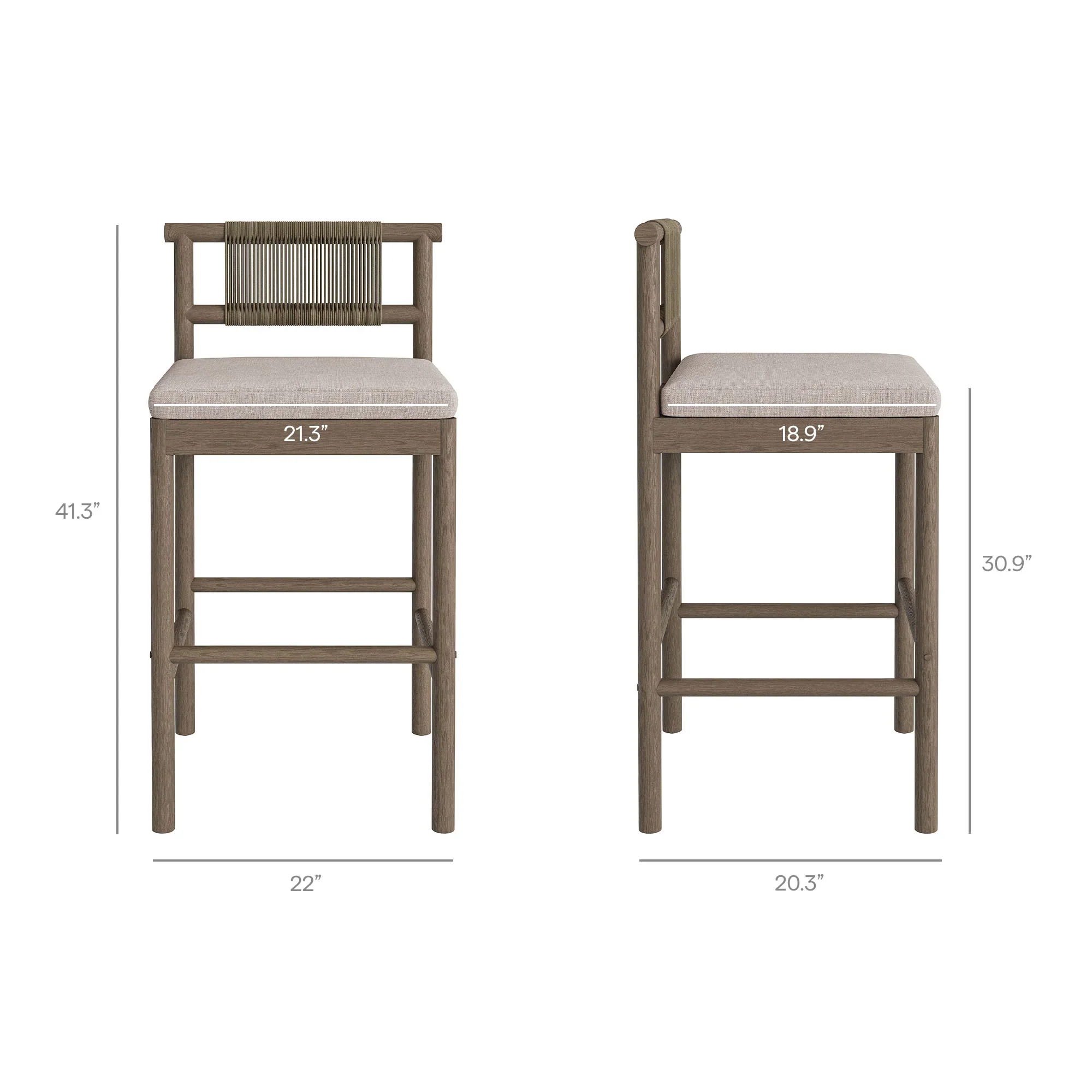Eleni 3-Piece Outdoor Teak Wood Bar Set - Image 14