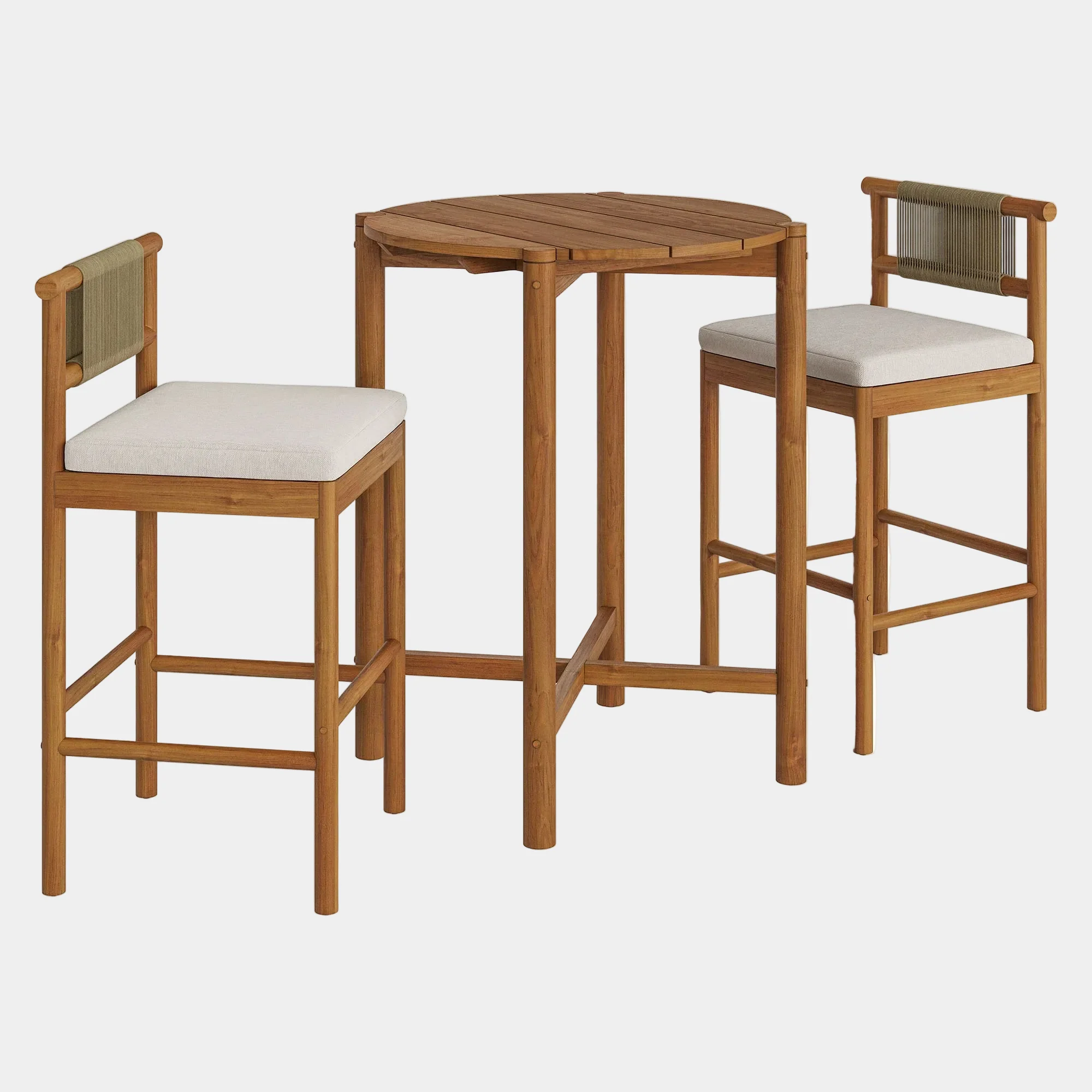 Eleni 3-Piece Outdoor Teak Wood Bar Set - Image 15