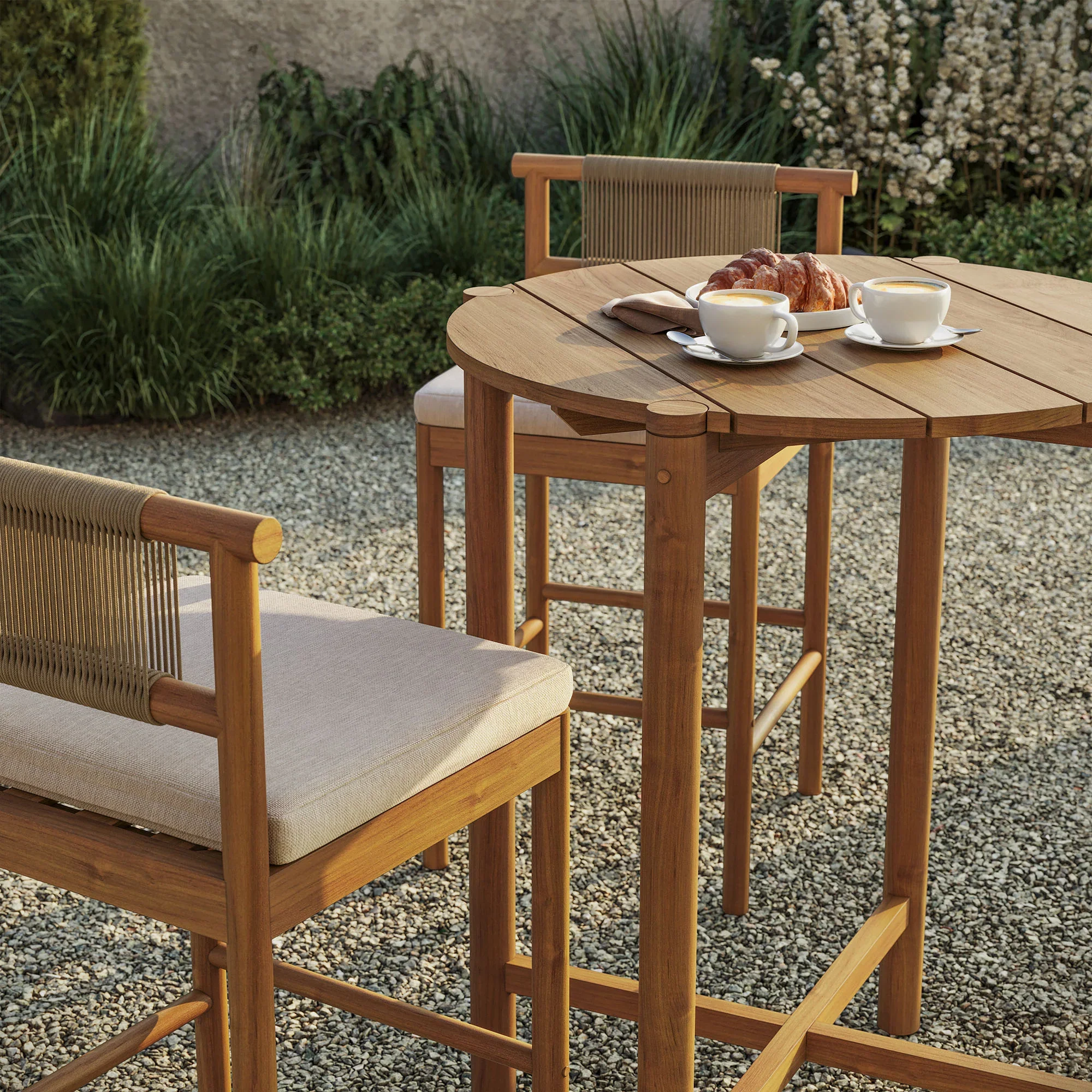 Eleni 3-Piece Outdoor Teak Wood Bar Set - Image 16