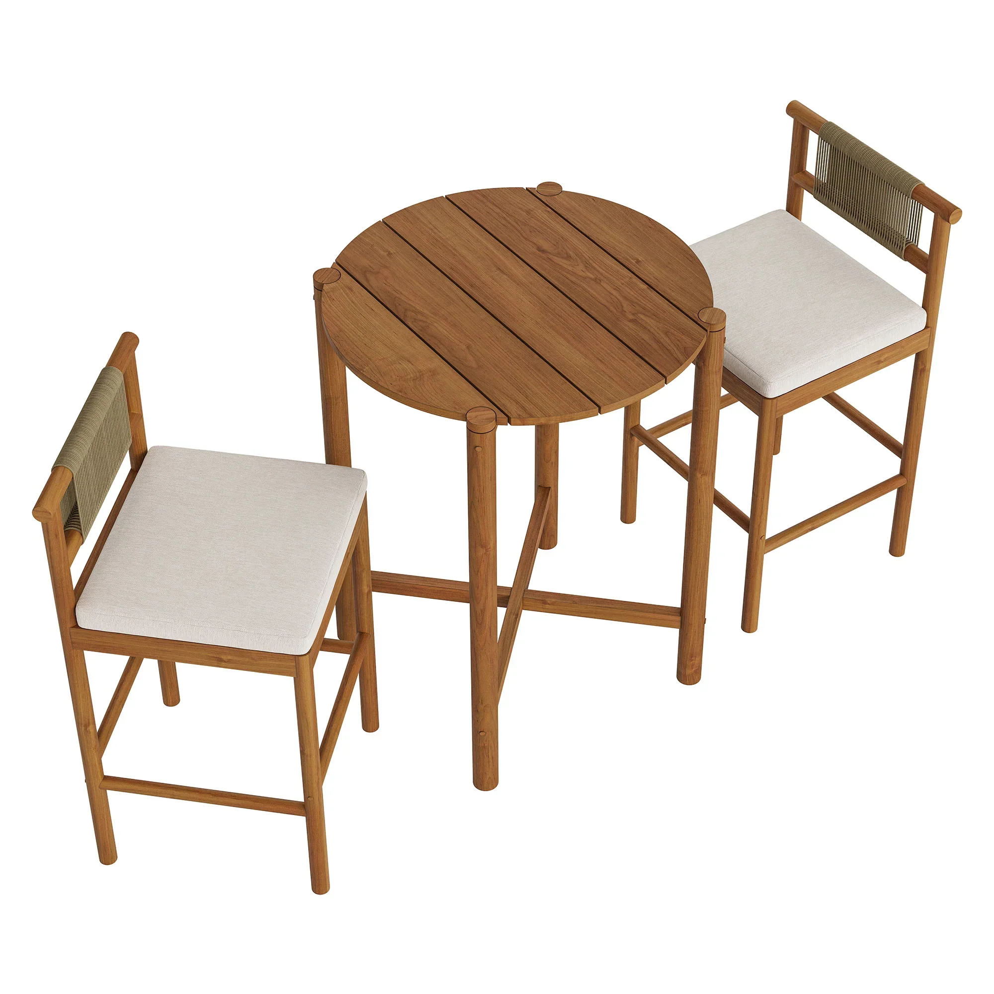 Eleni 3-Piece Outdoor Teak Wood Bar Set - Image 17