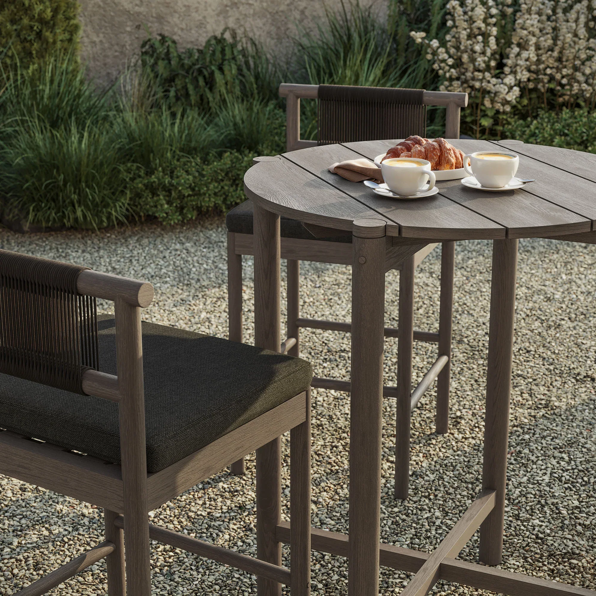 Eleni 3-Piece Outdoor Teak Wood Bar Set - Image 2