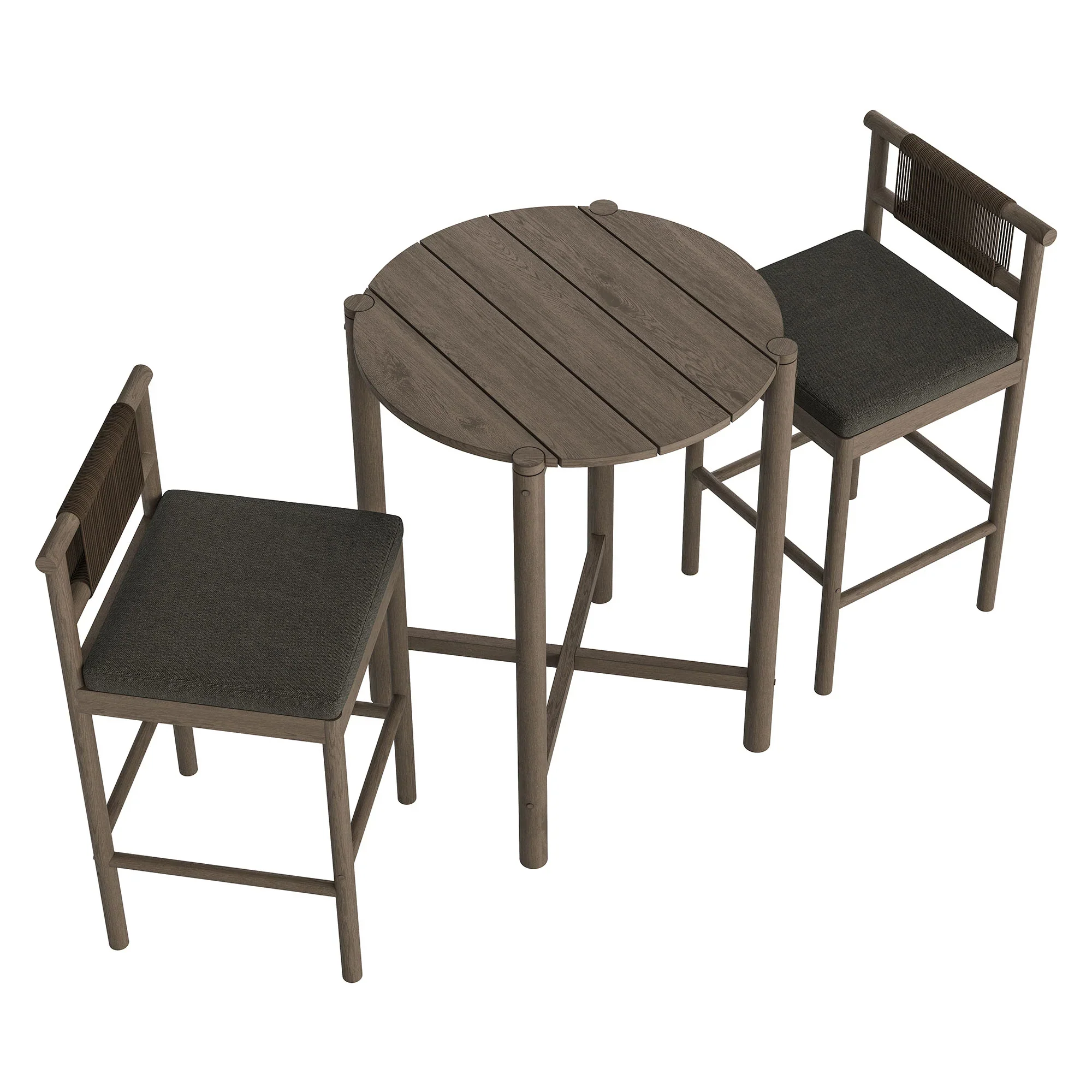 Eleni 3-Piece Outdoor Teak Wood Bar Set - Image 3