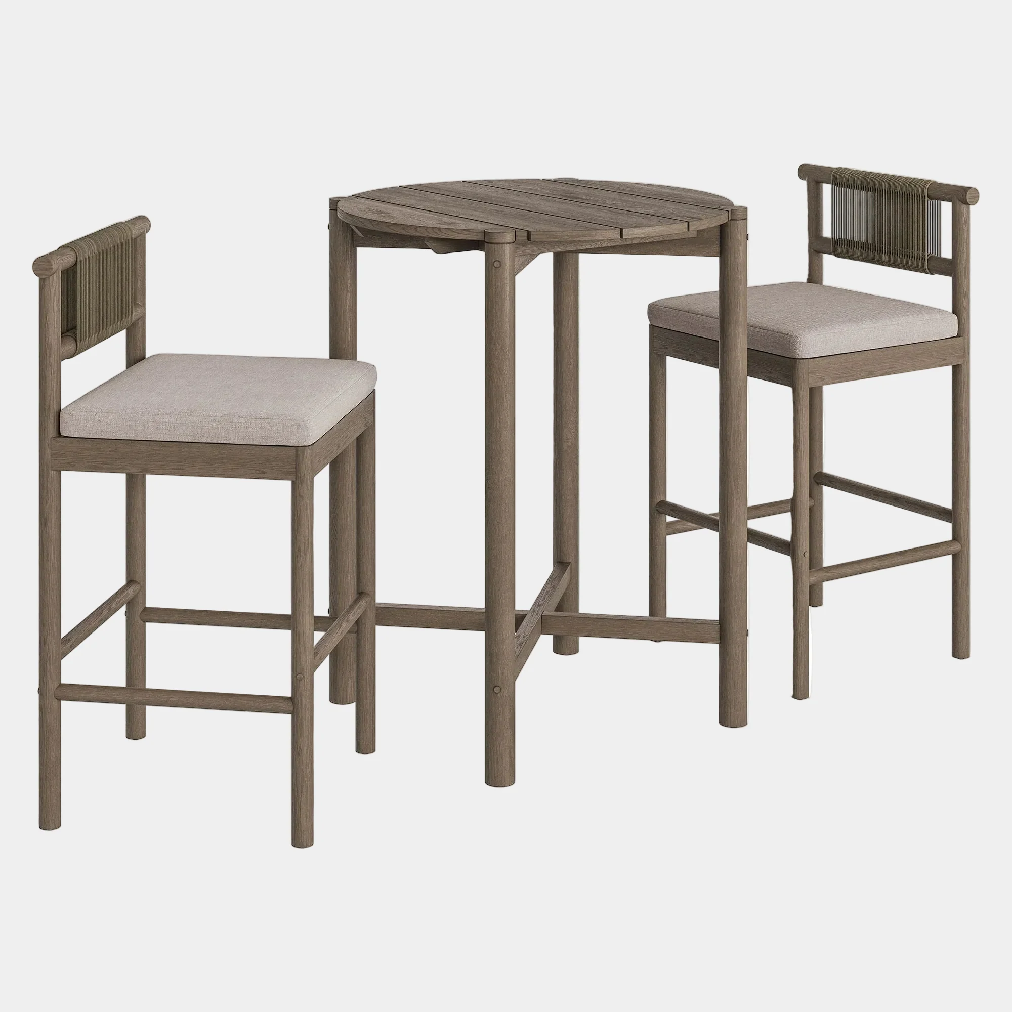 Eleni 3-Piece Outdoor Teak Wood Bar Set - Image 8