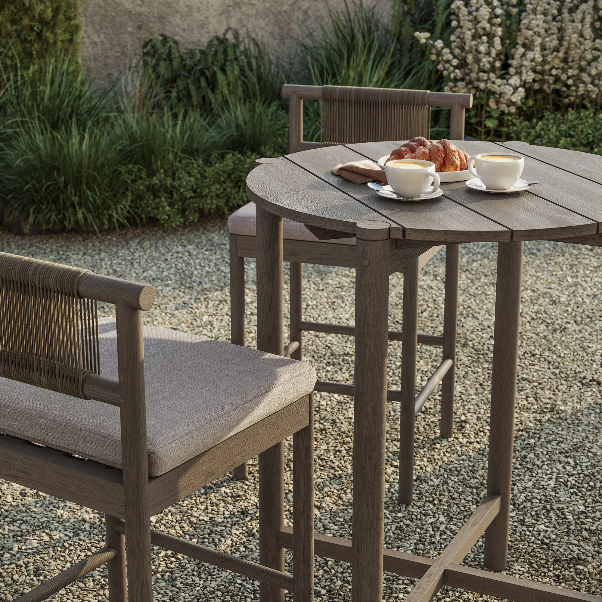 Eleni 3-Piece Outdoor Teak Wood Bar Set - Image 9